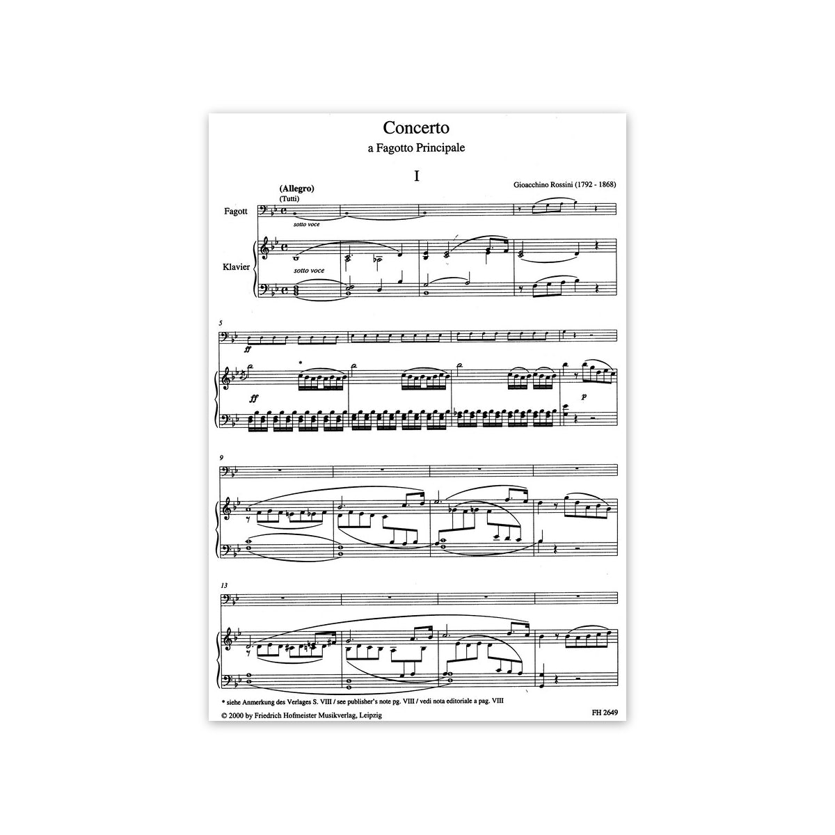 Rossini, Concerto a Fagotto principale