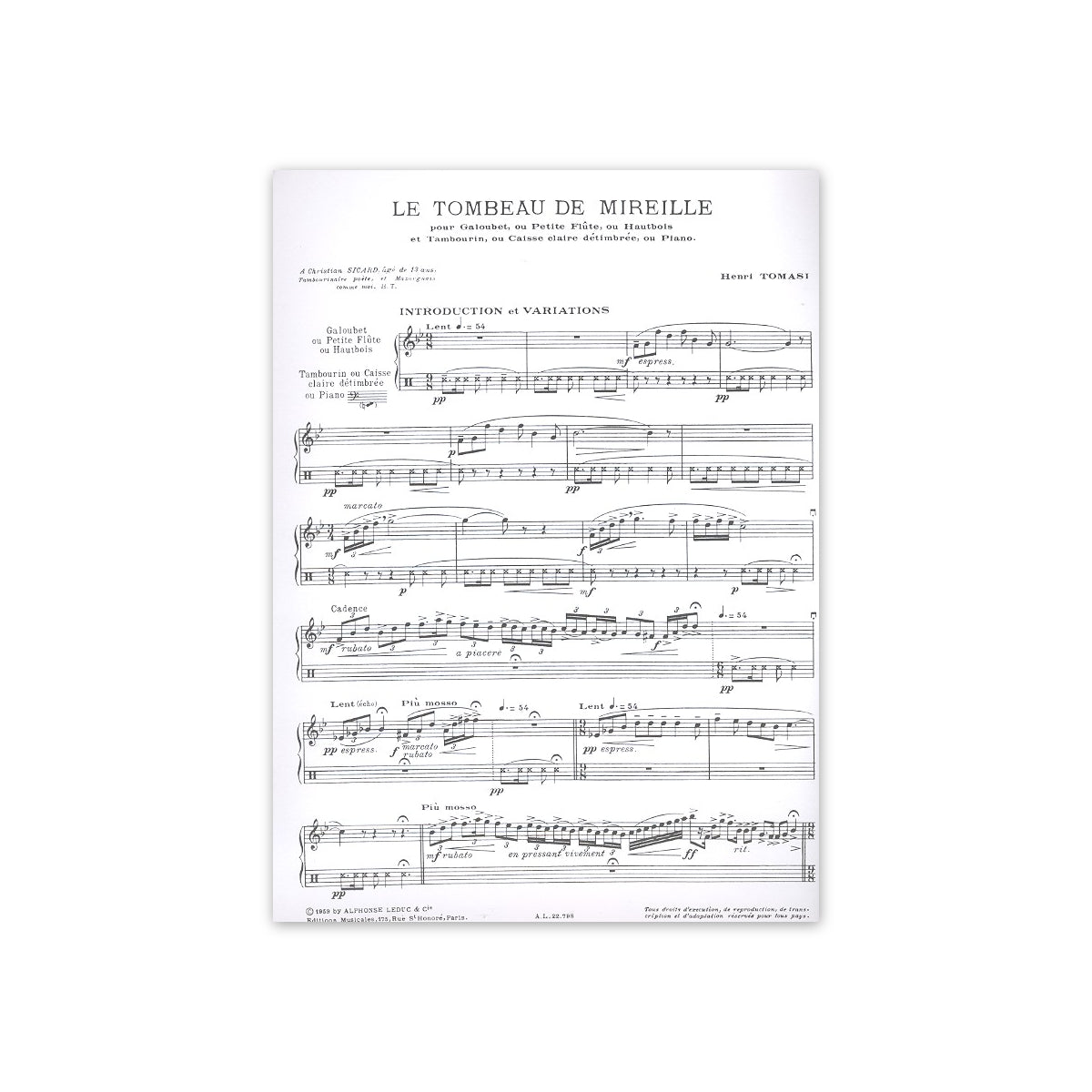 Tomasi, Le Tombeau de Mireille