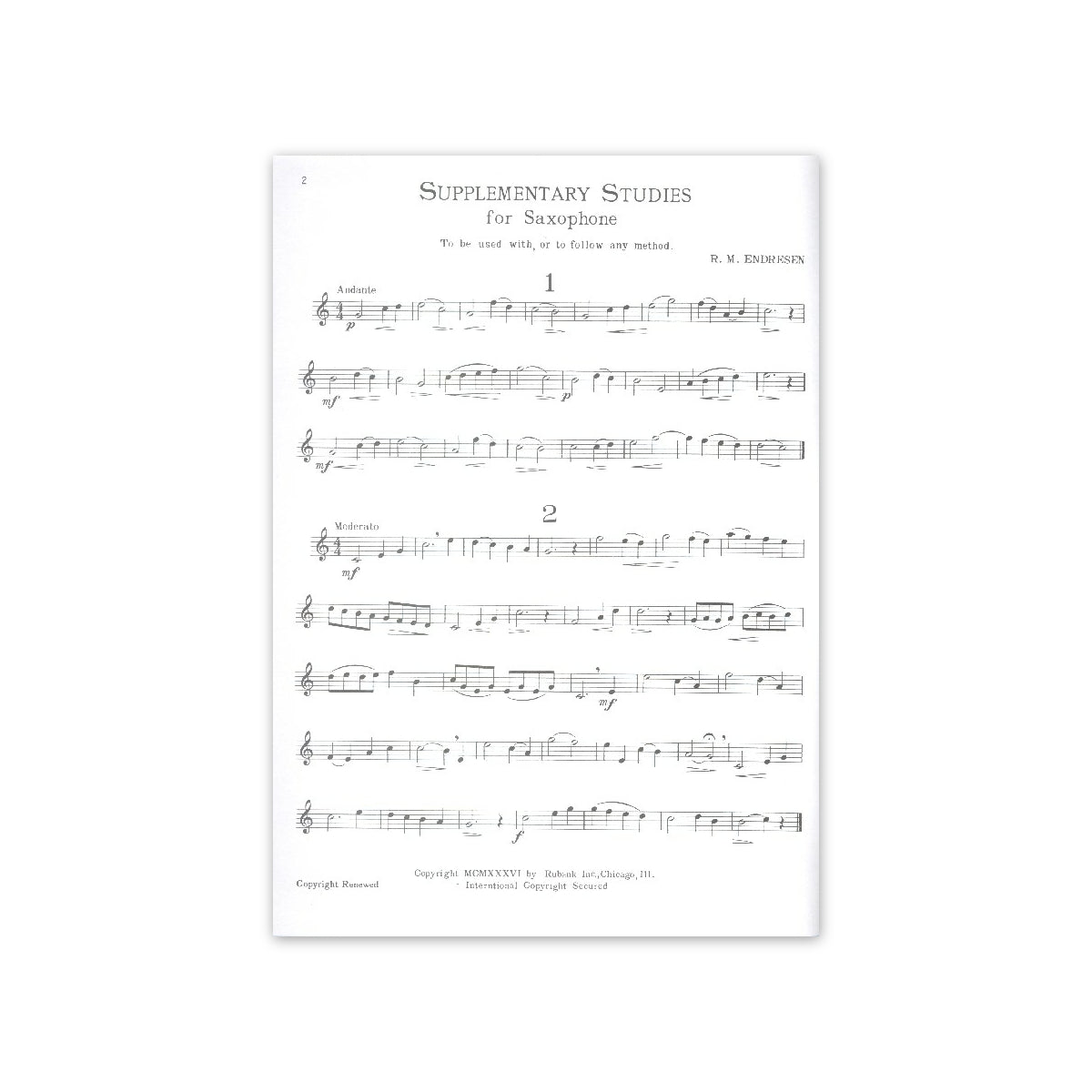 Endresen, Supplementary Studies for Saxophone