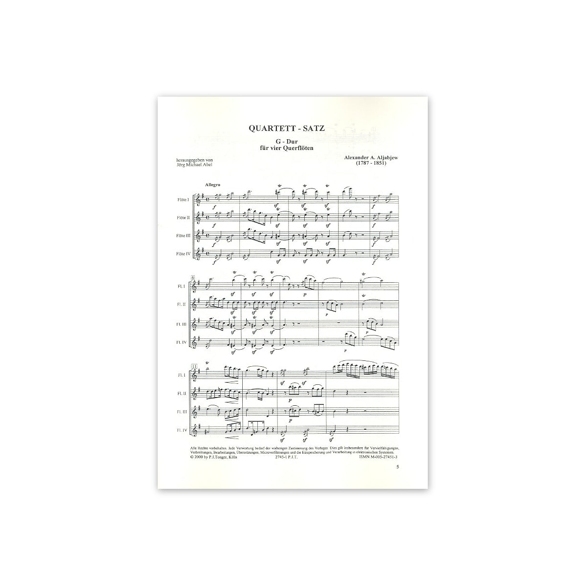 Aljabew, Quartett-Satz G-Dur