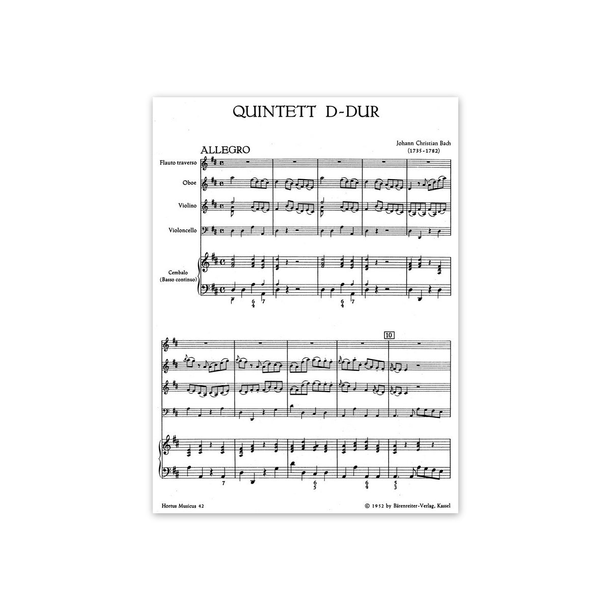 Bach Joh.Chr., Quintett D-Dur