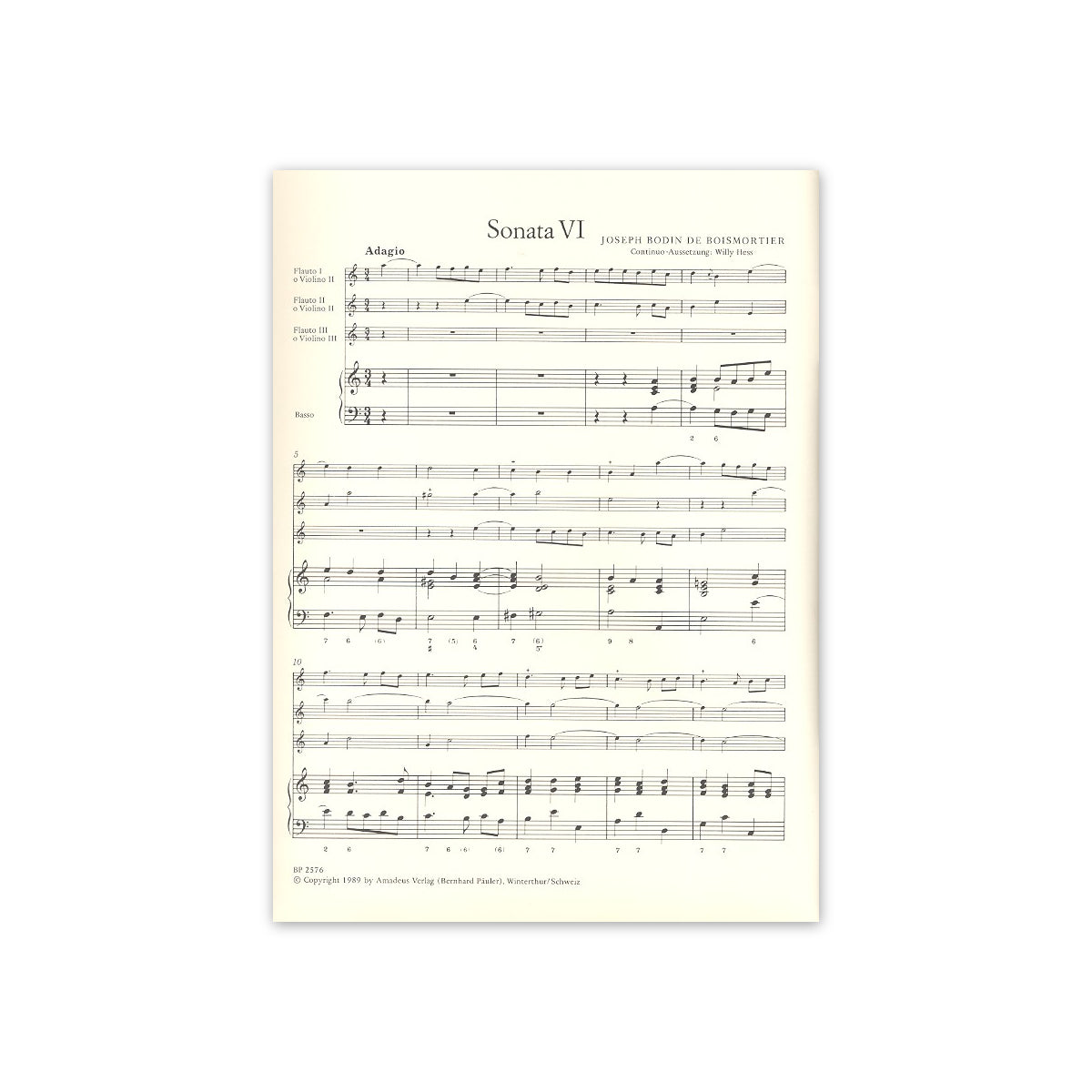 Boismortier, Sonate 6 a-Moll
