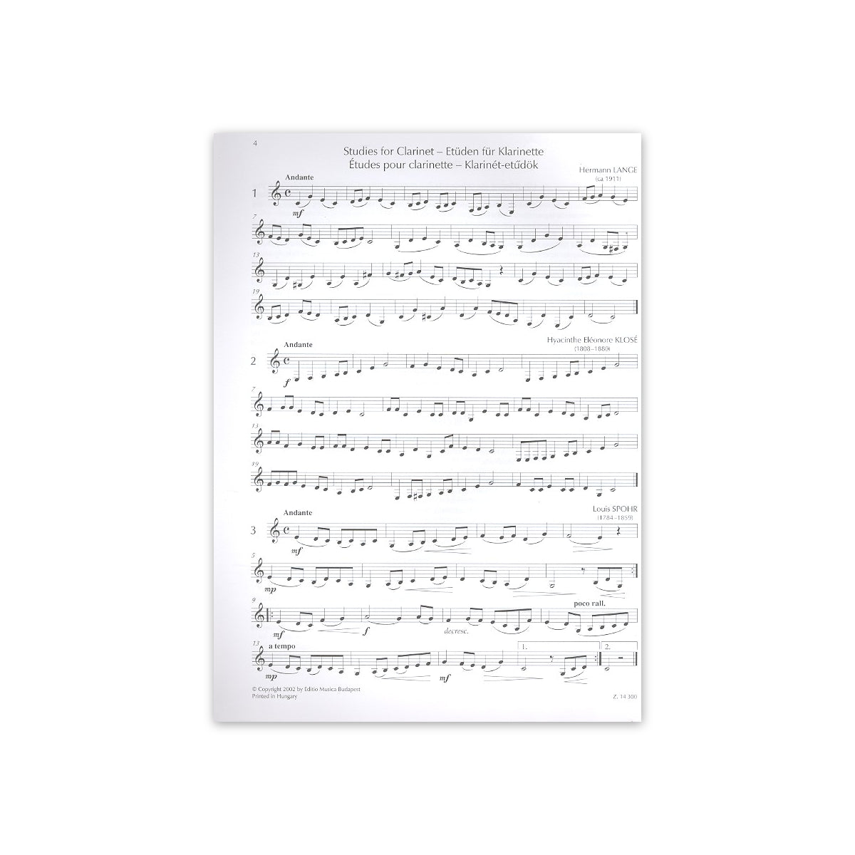 Etüden für Klarinette (Perényi)