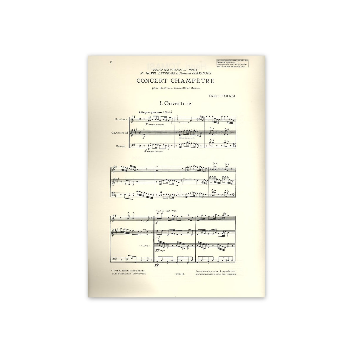 Tomasi, Concert Champetre