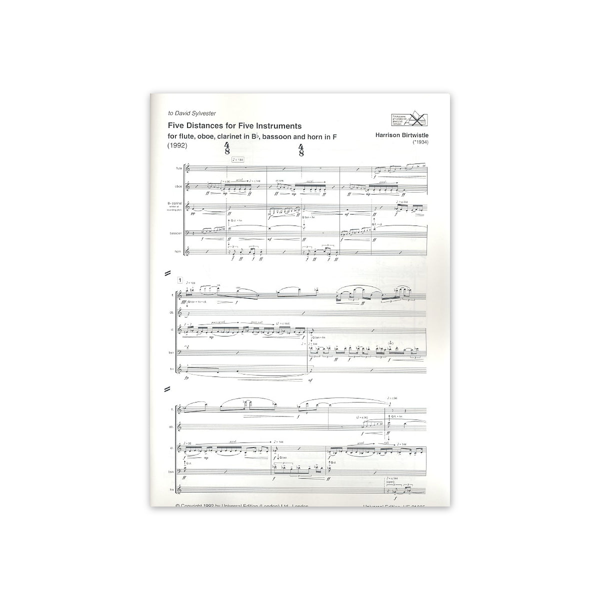 Birtwistle, Five Distances for 5 instruments