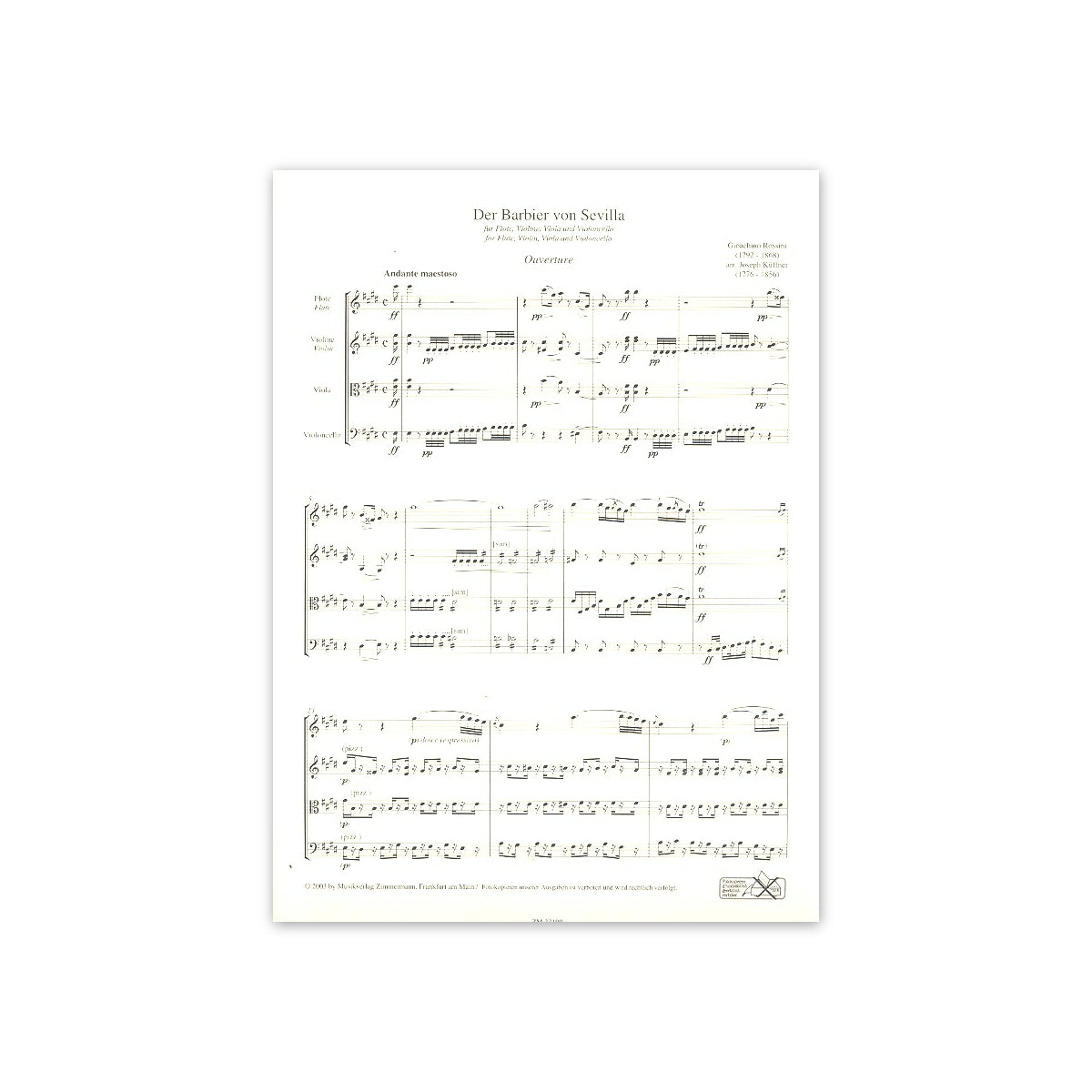 Rossini, Barbier von Sevilla - Fl.,Vl.,Va.,Vc