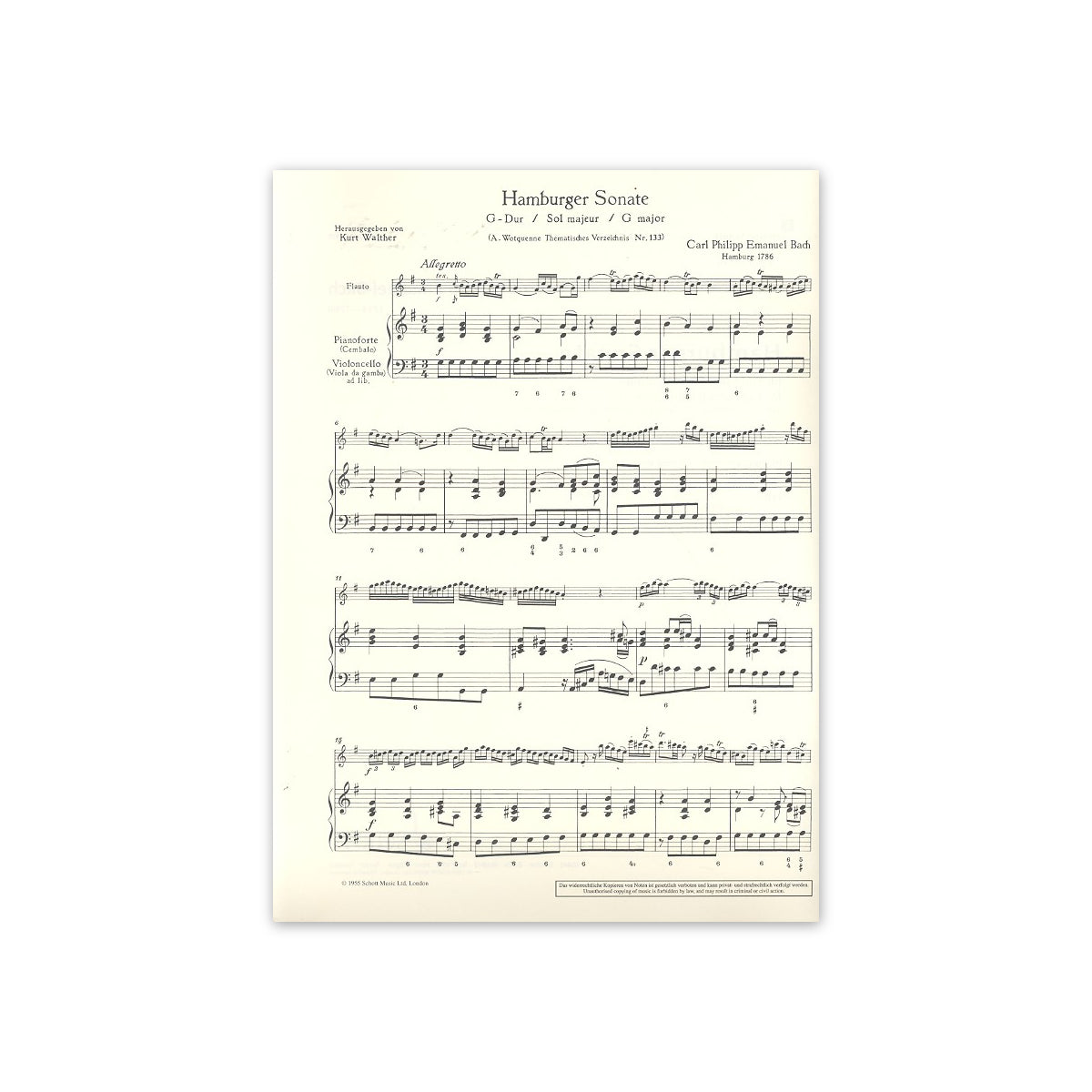 Bach C.Ph.E., Hamburger Sonate G-Dur