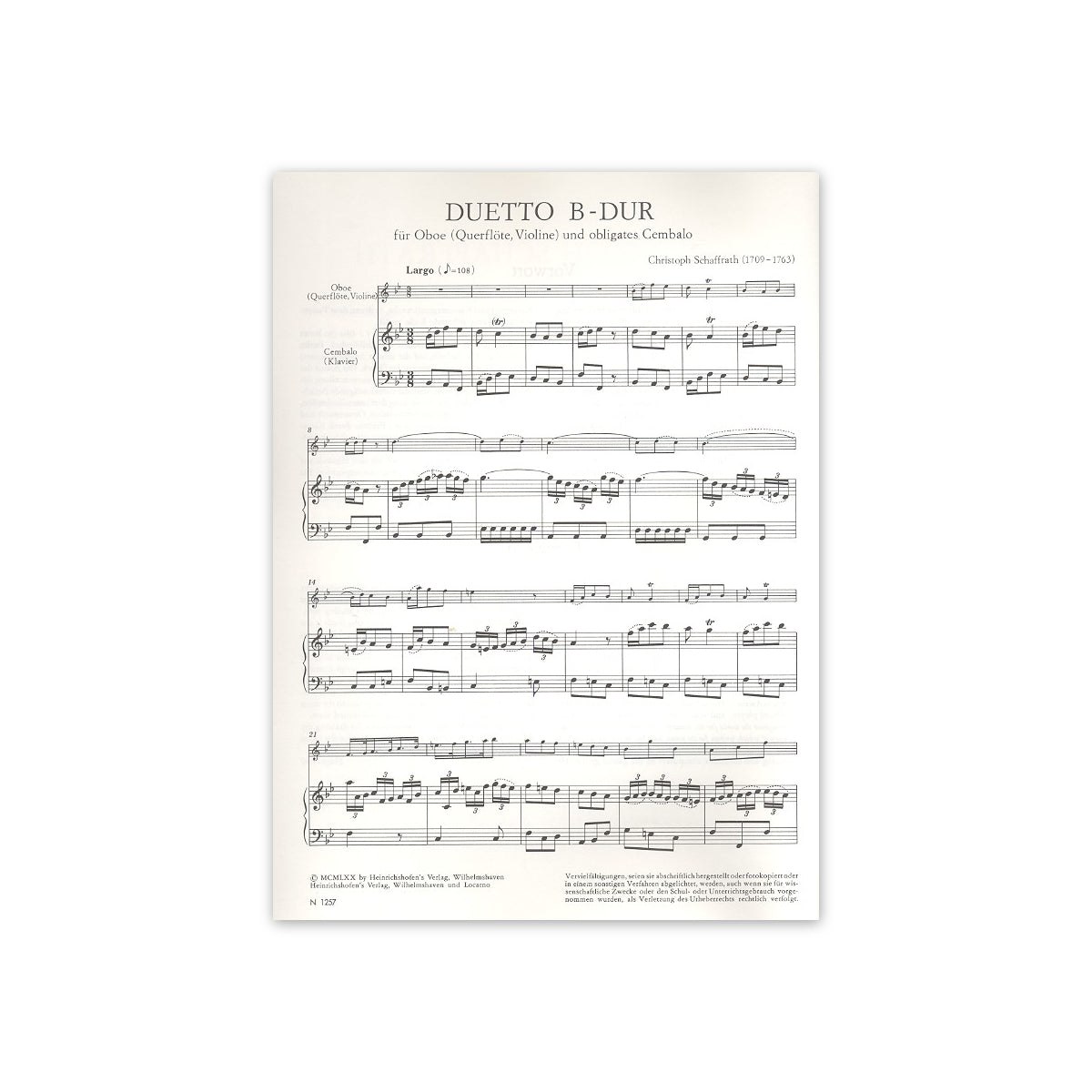 Schaffrath, Duetto B-Dur