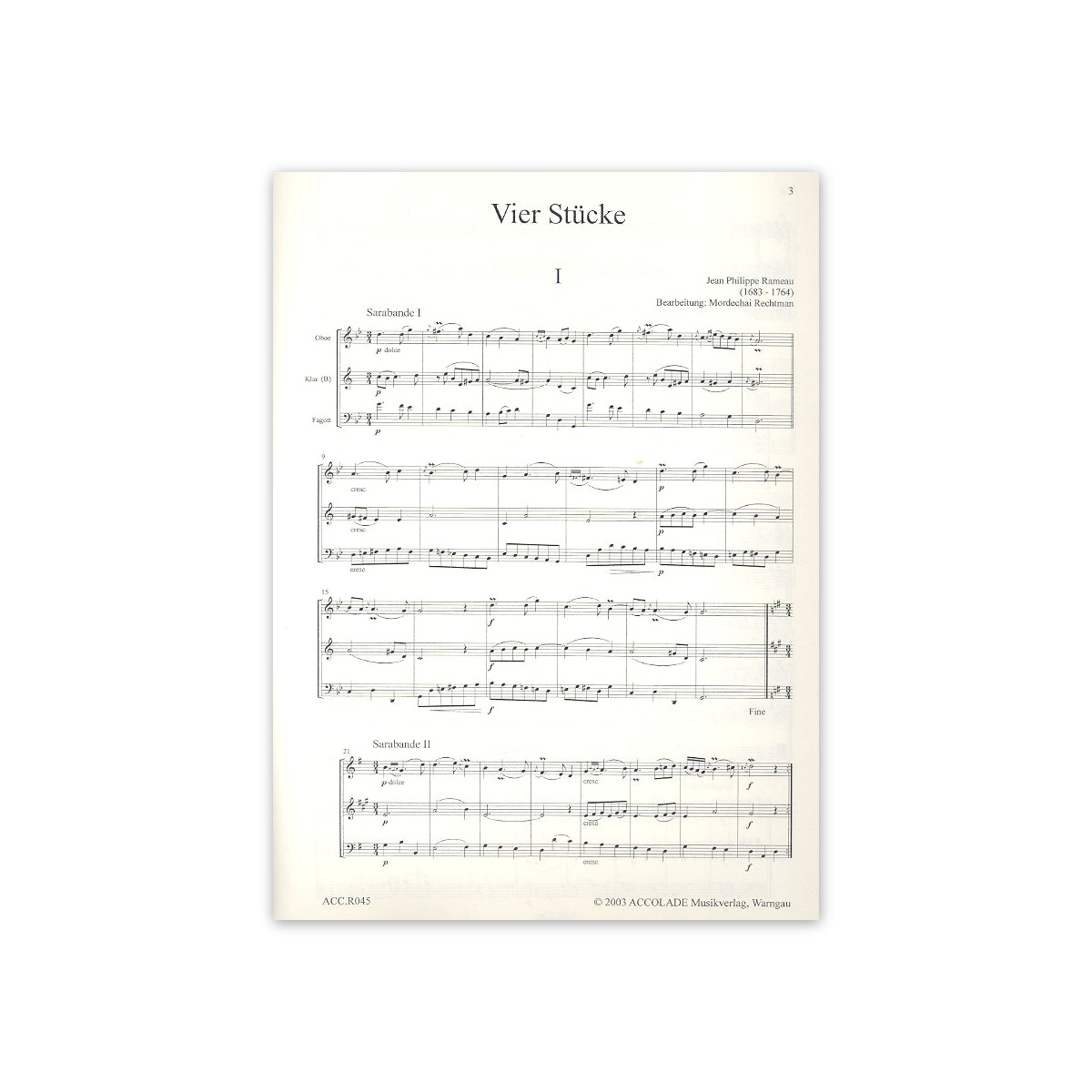 Rameau, Vier Stücke Ob.,Klar.& Fag.