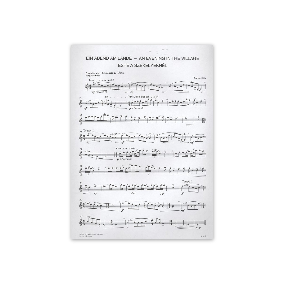 Bartok, Ein Abend am Lande