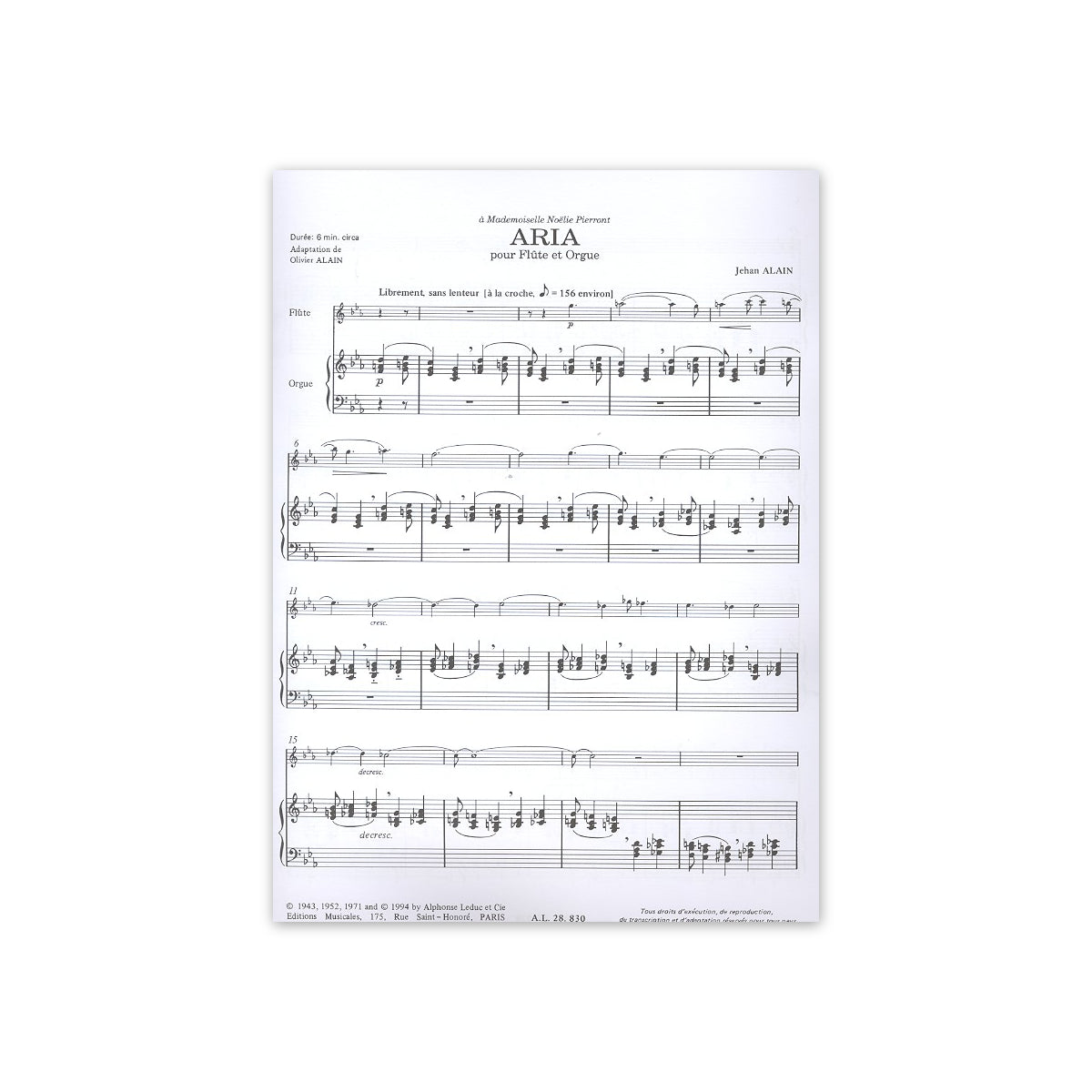 Alain, Aria für Flöte & Orgel