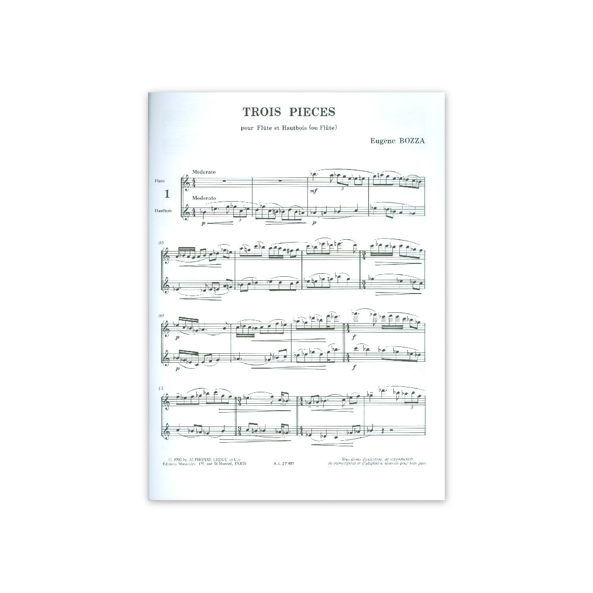Bozza, Trois pièces - Flöte & Oboe