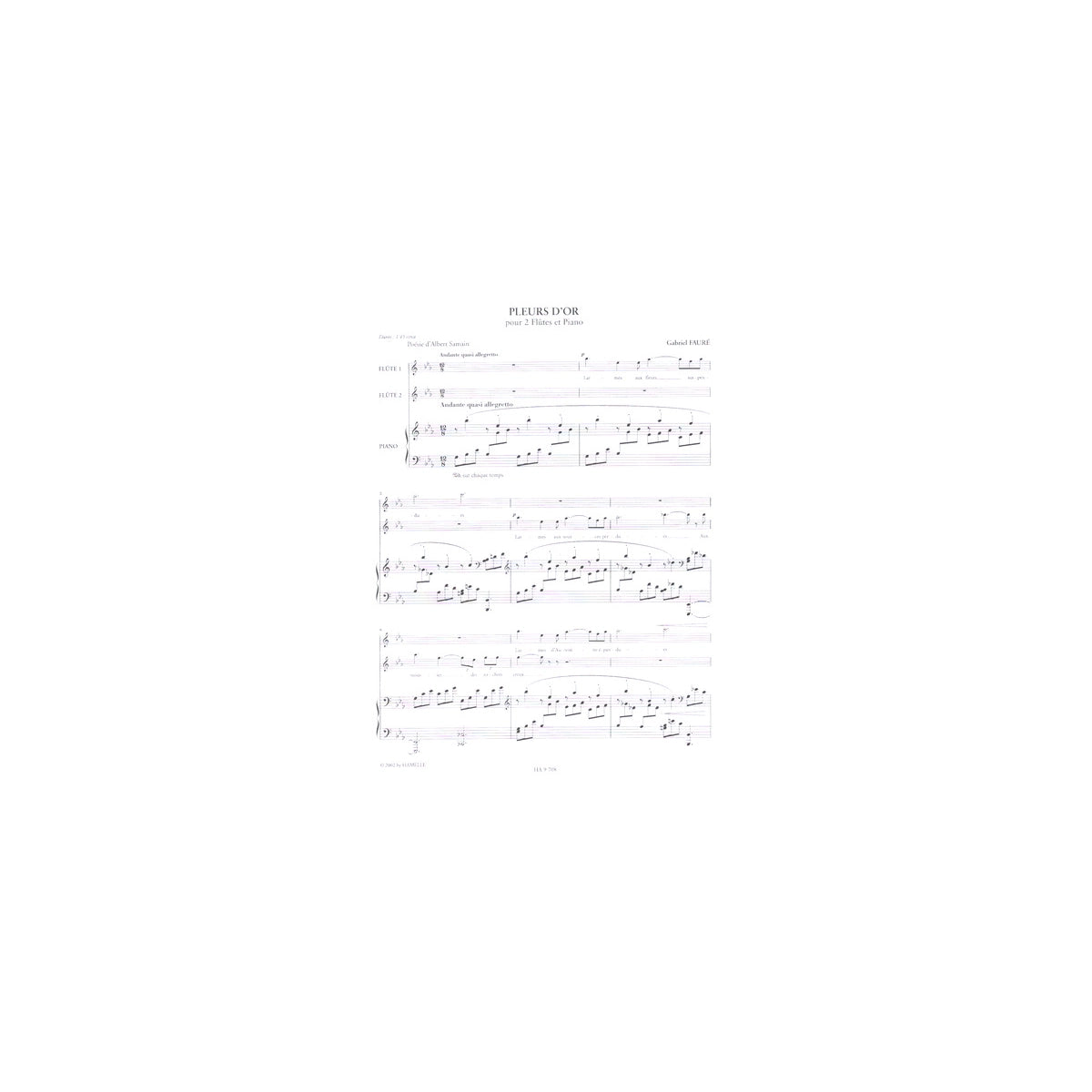 Fauré, Pleurs d'or op.72