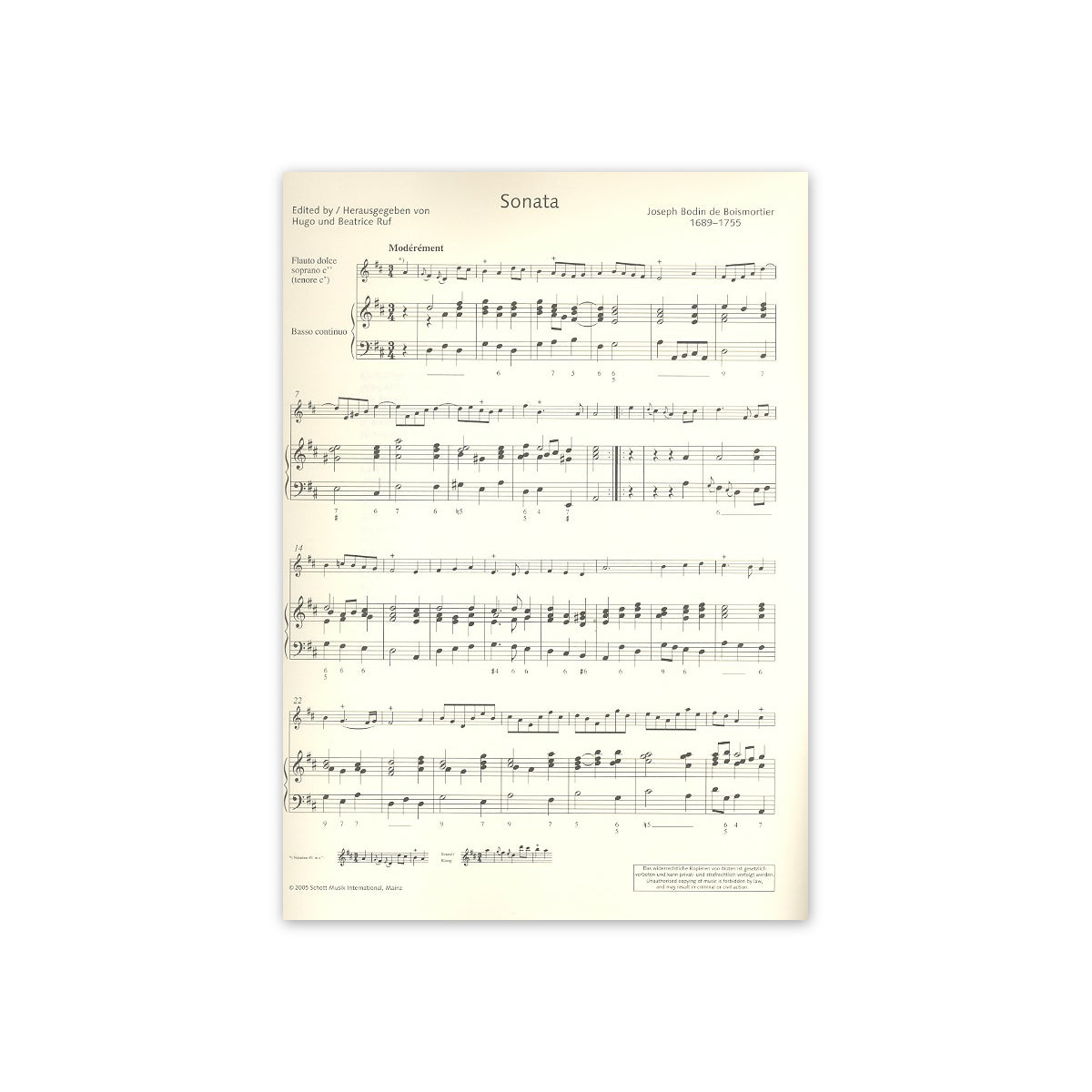 Boismortier, Sonate D-Dur