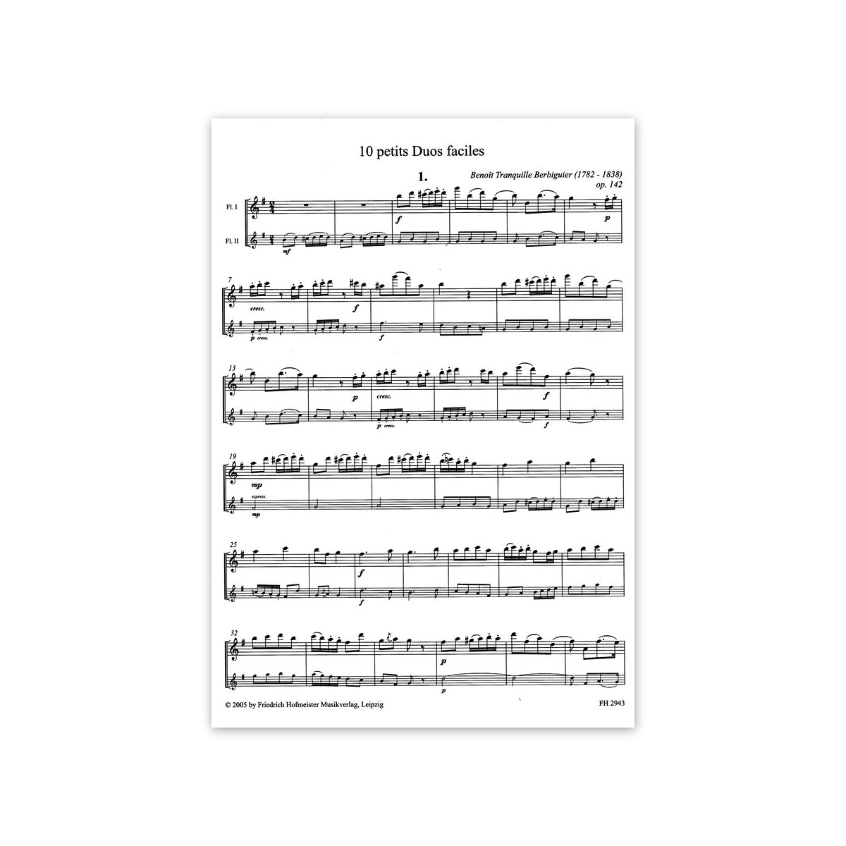 Berbiguier, 10 petites Duos faciles op.142