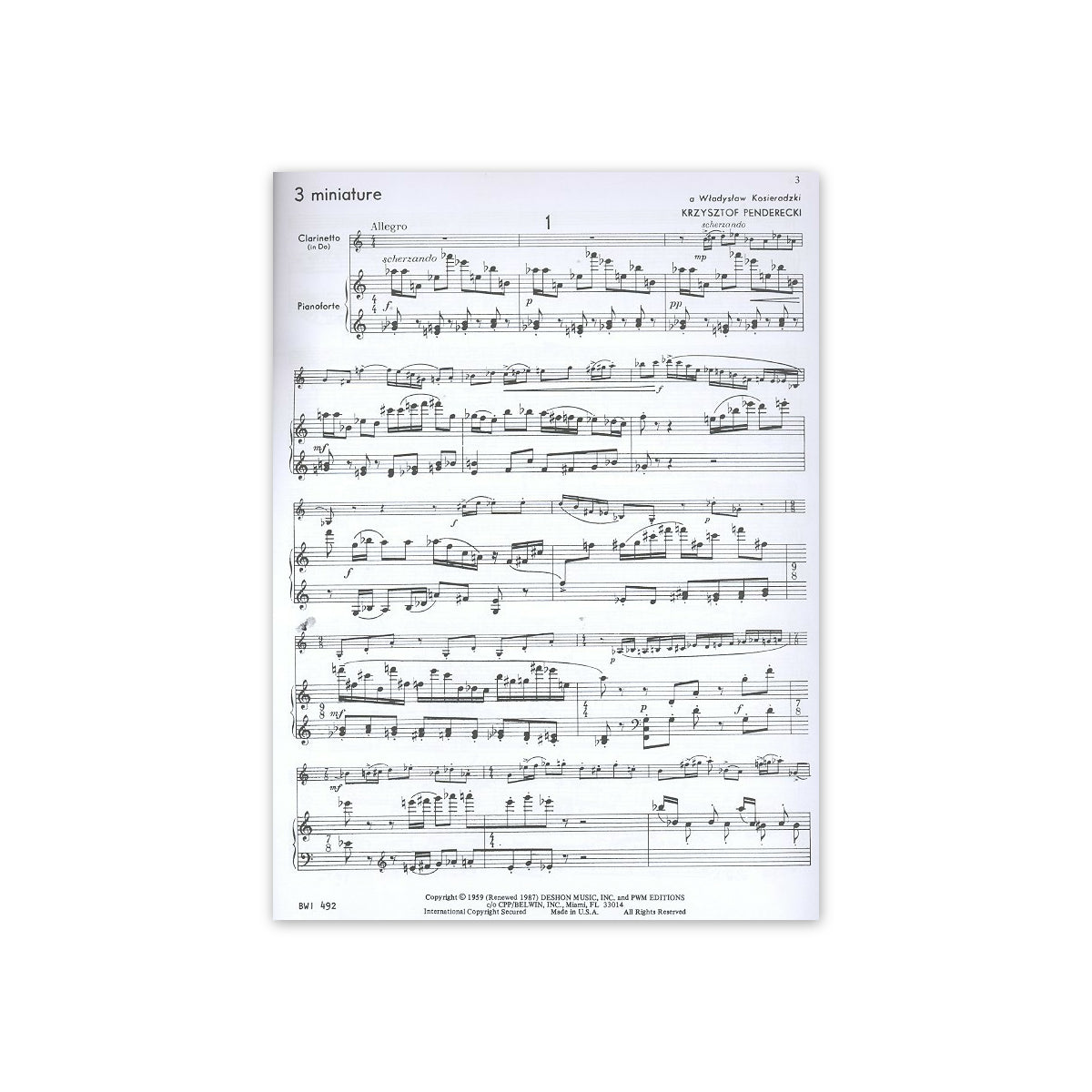 Penderecki, 3 miniatures