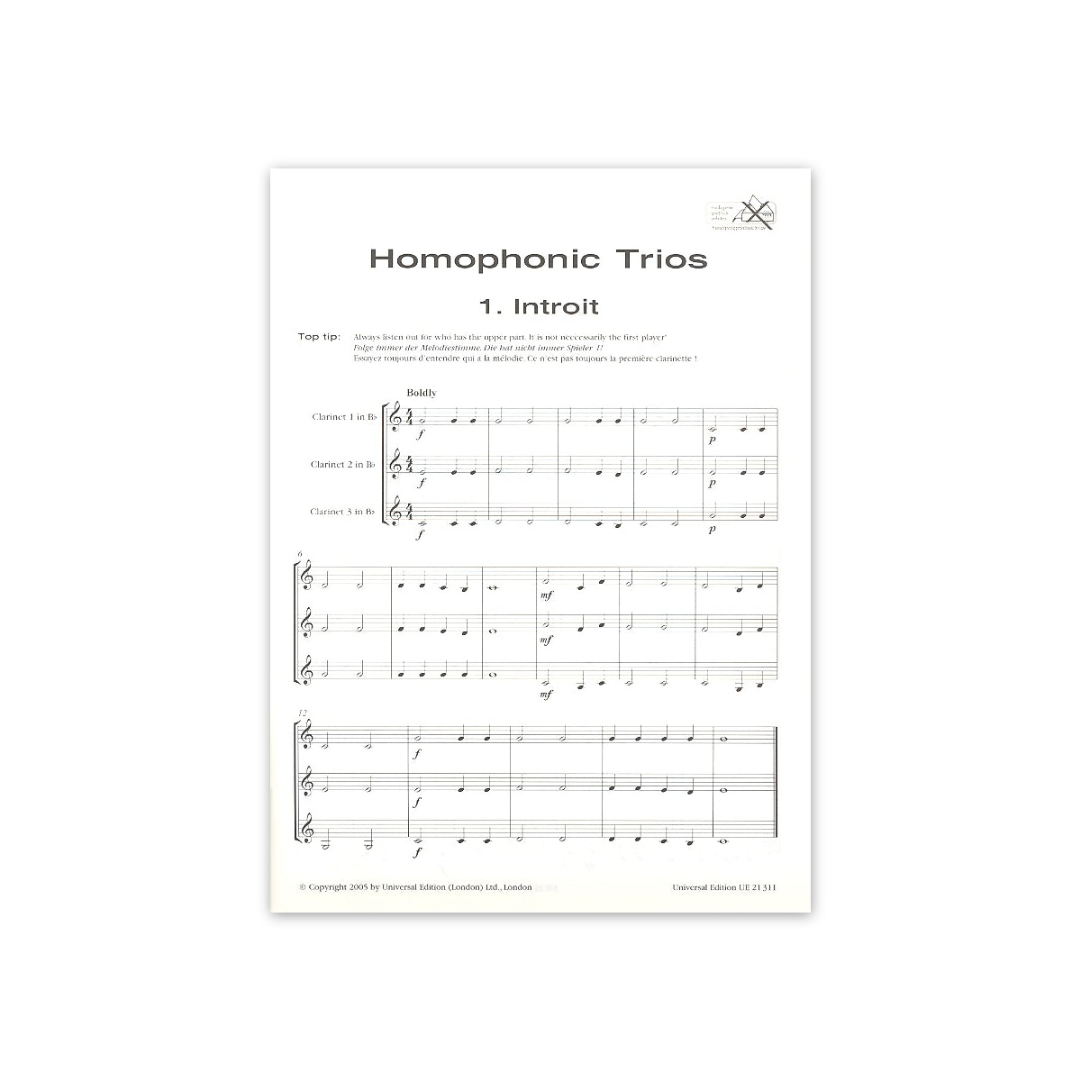 Rae, Introducing clarinet trios