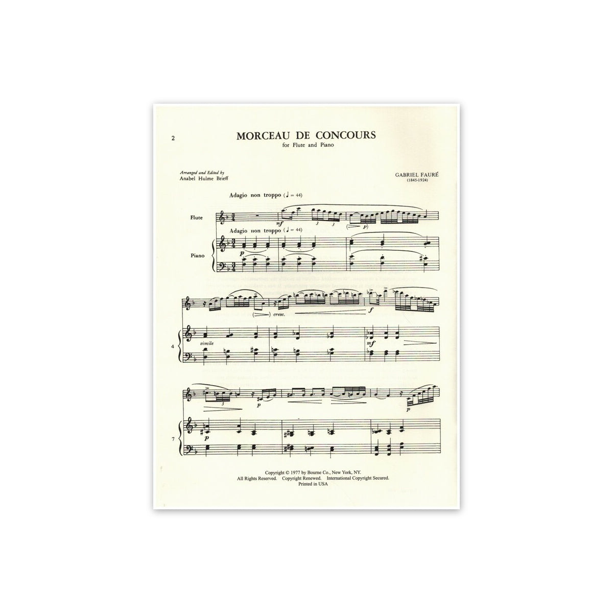 Fauré, Morceau de Concours