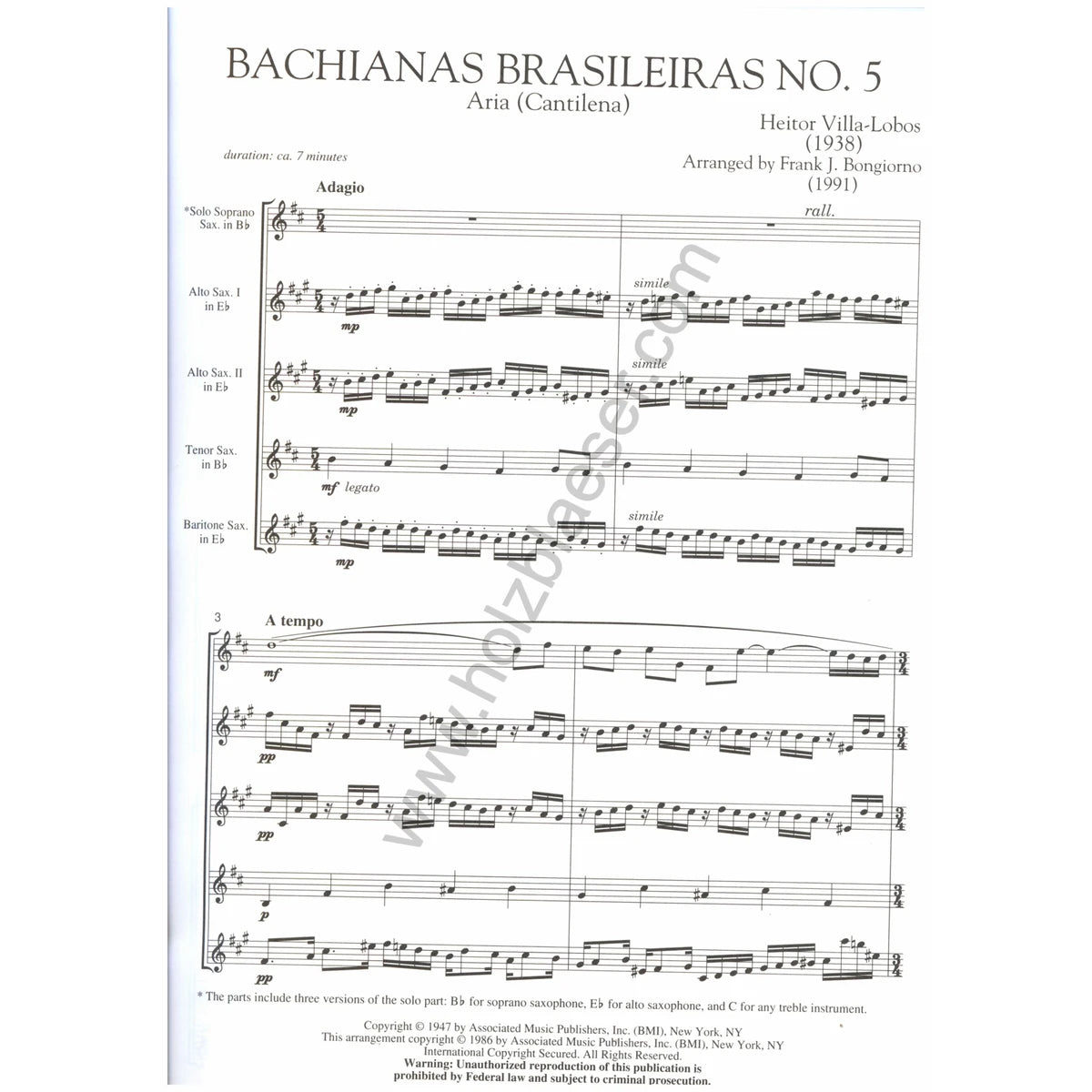 Villa-Lobos, Bach. Brasileiras Nr.5 View 2
