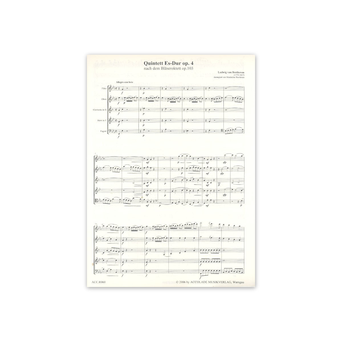 Beethoven, Quintett op.4 - Part. & Stimmen
