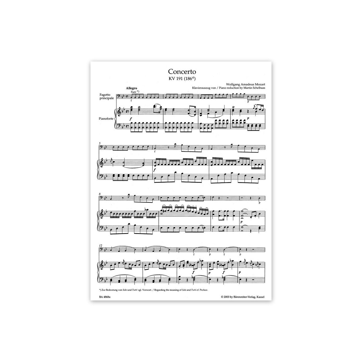 Mozart, Konzert für Fagott B-Dur KV191
