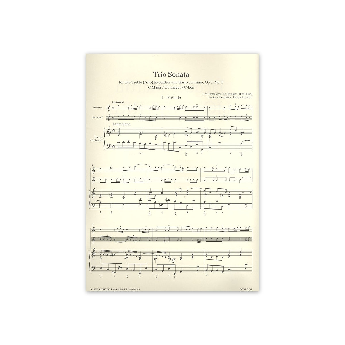 Hotteterre, Triosonate C-Dur op.3,5 2 Altbl.