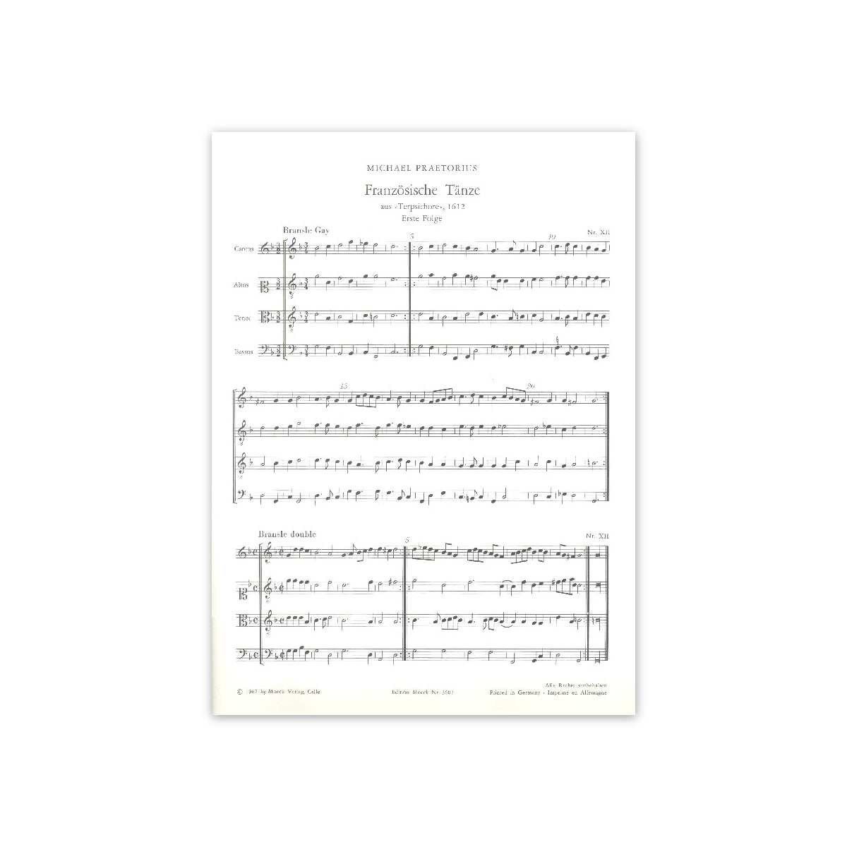 Praetorius, Französische Tänze, Heft 1