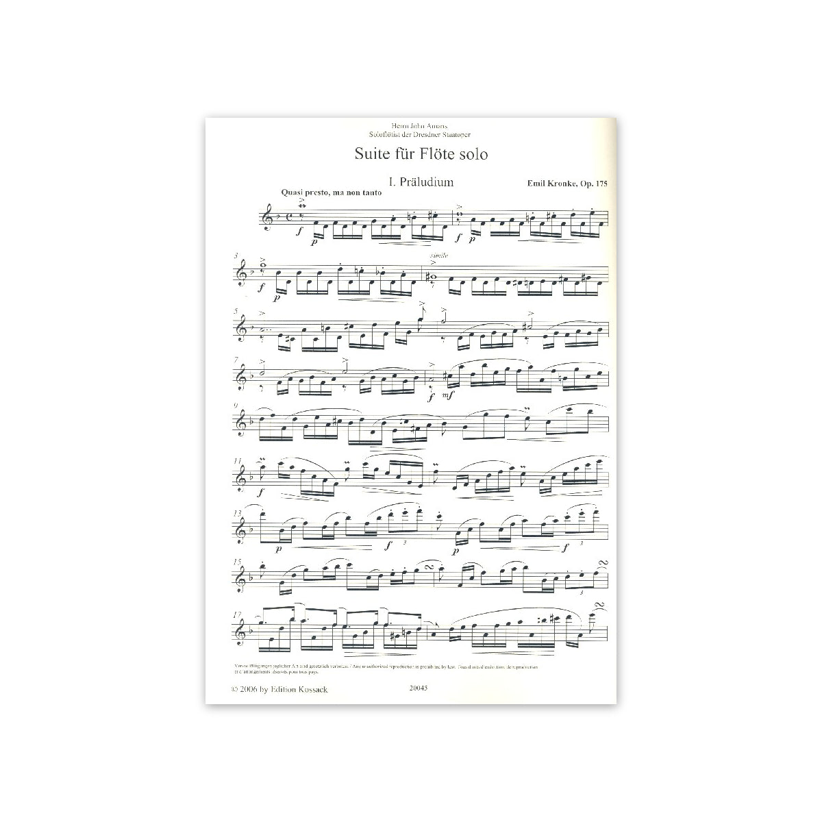 Kronke, Suite für Flöte solo op. 175