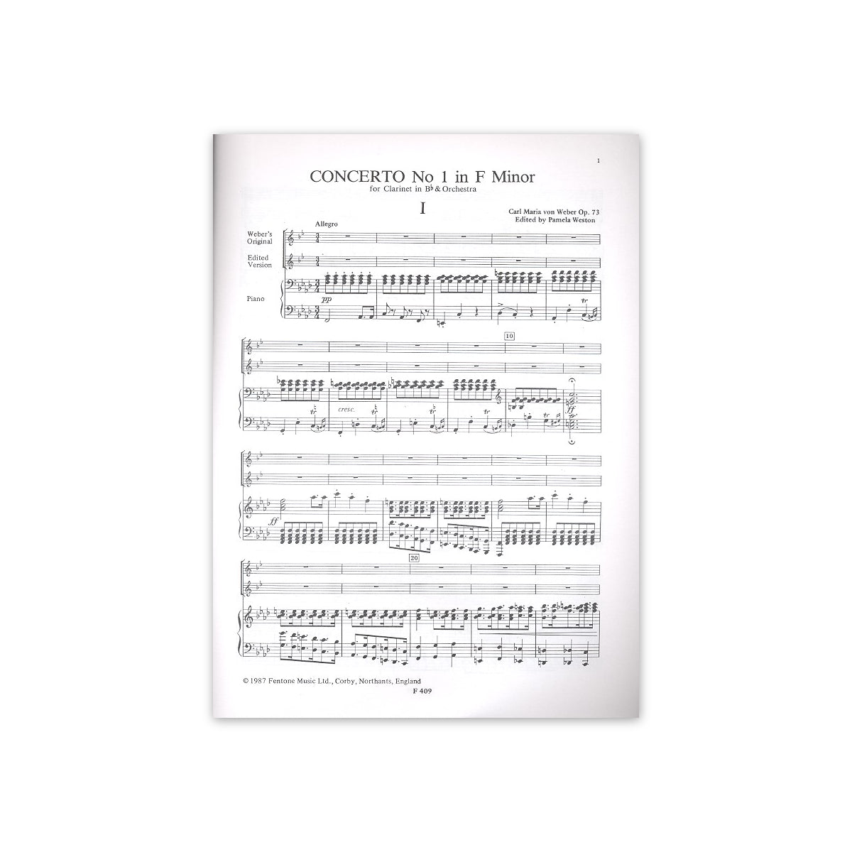 Weber, Konzert Nr.1 f-moll op.73/ Hrsg.Weston