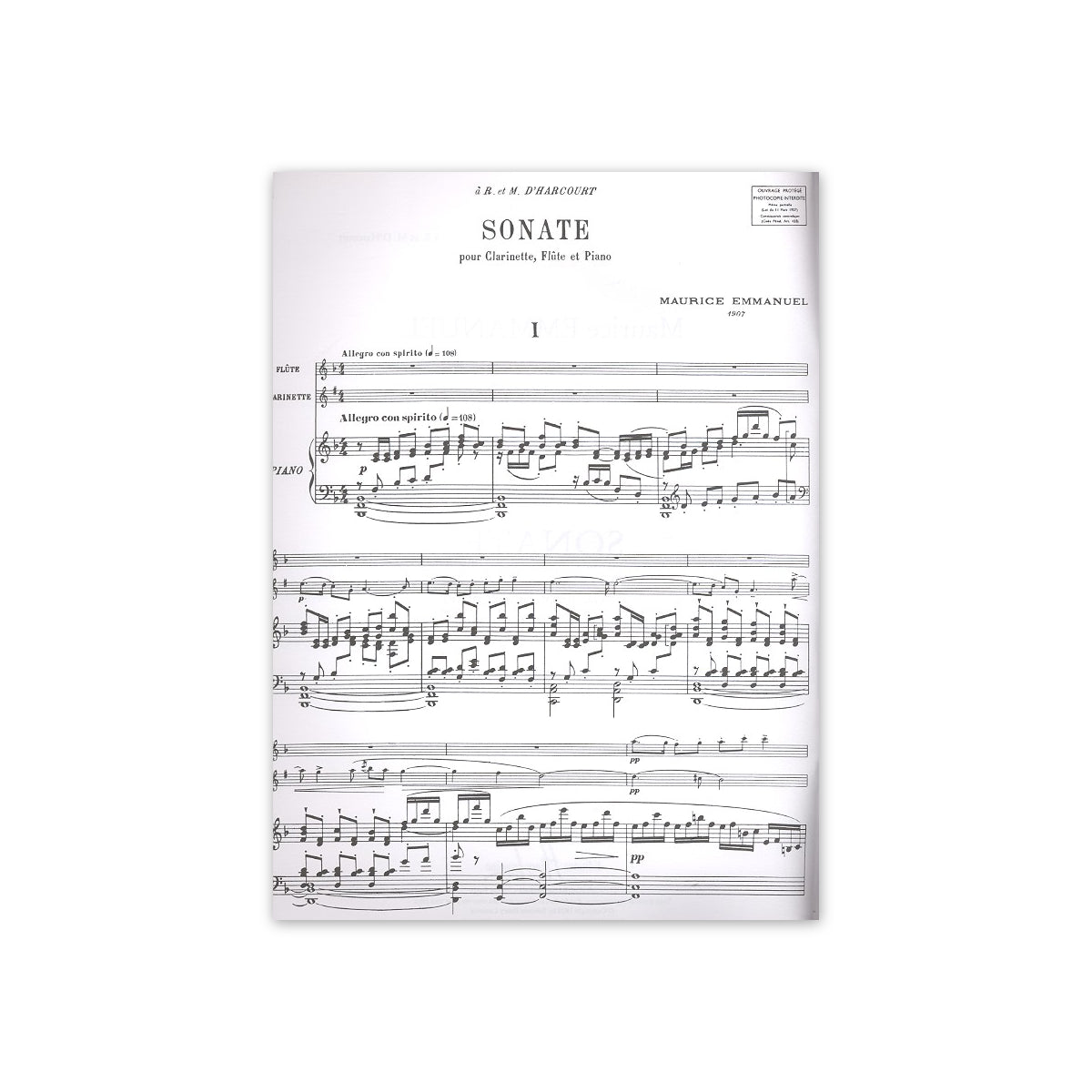 Emmanuel, Sonate für Flöte, Klari. & Klavier