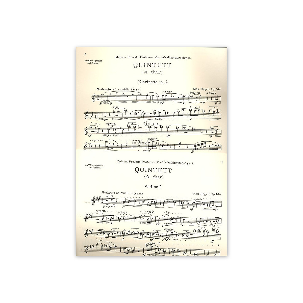 Reger, Klarinettenquintett