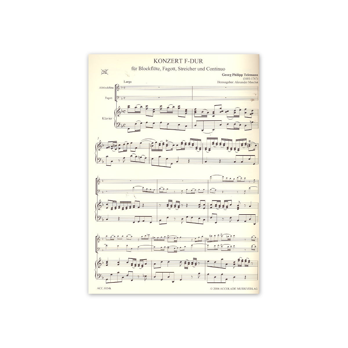 Telemann, Konzert F-Dur Altbl.& Fag