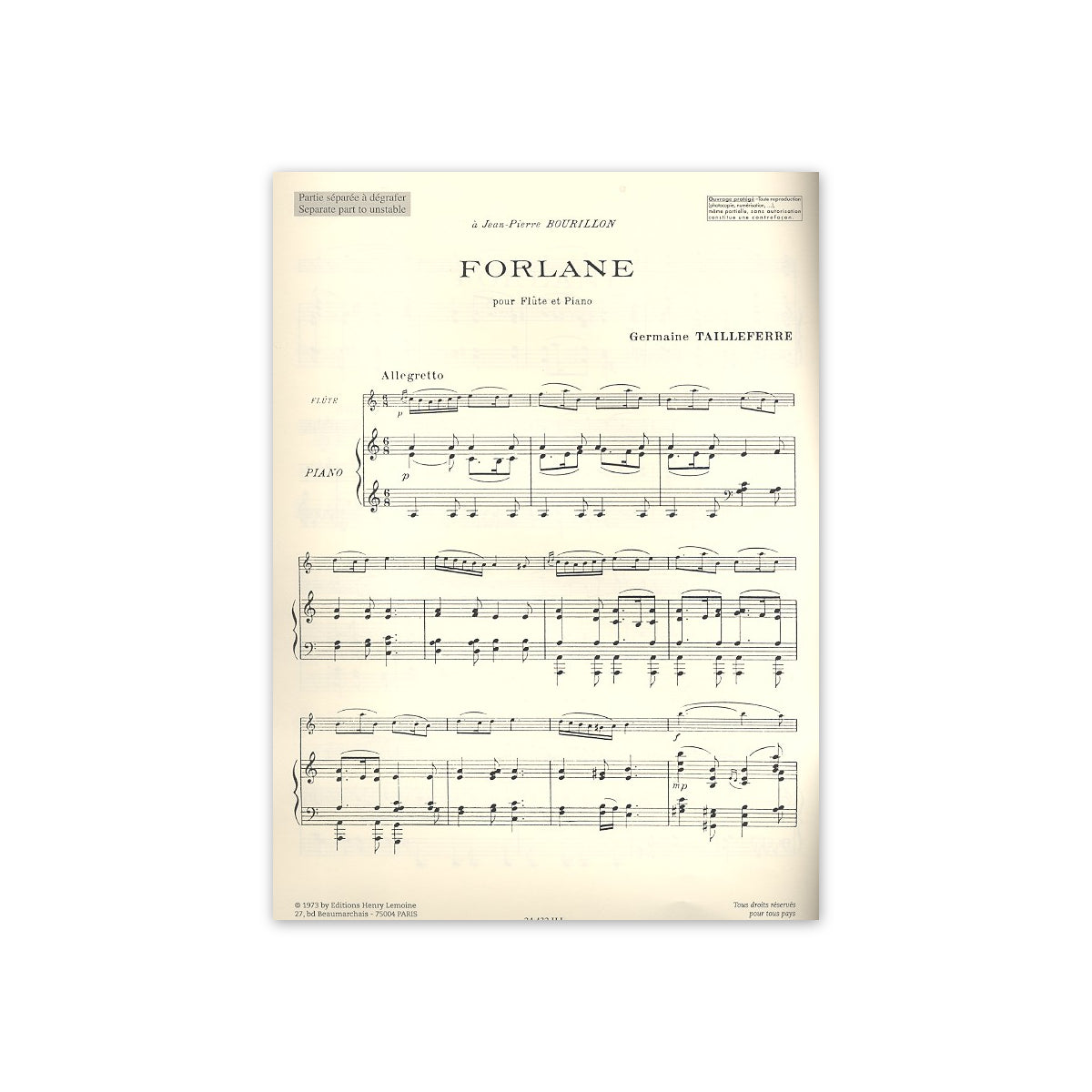 Tailleferre, Forlane