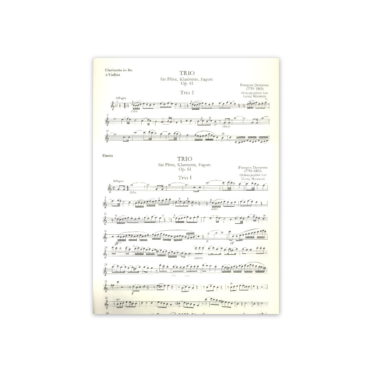 Devienne, 2 Trios -Fl.Klar.Fag. op.61