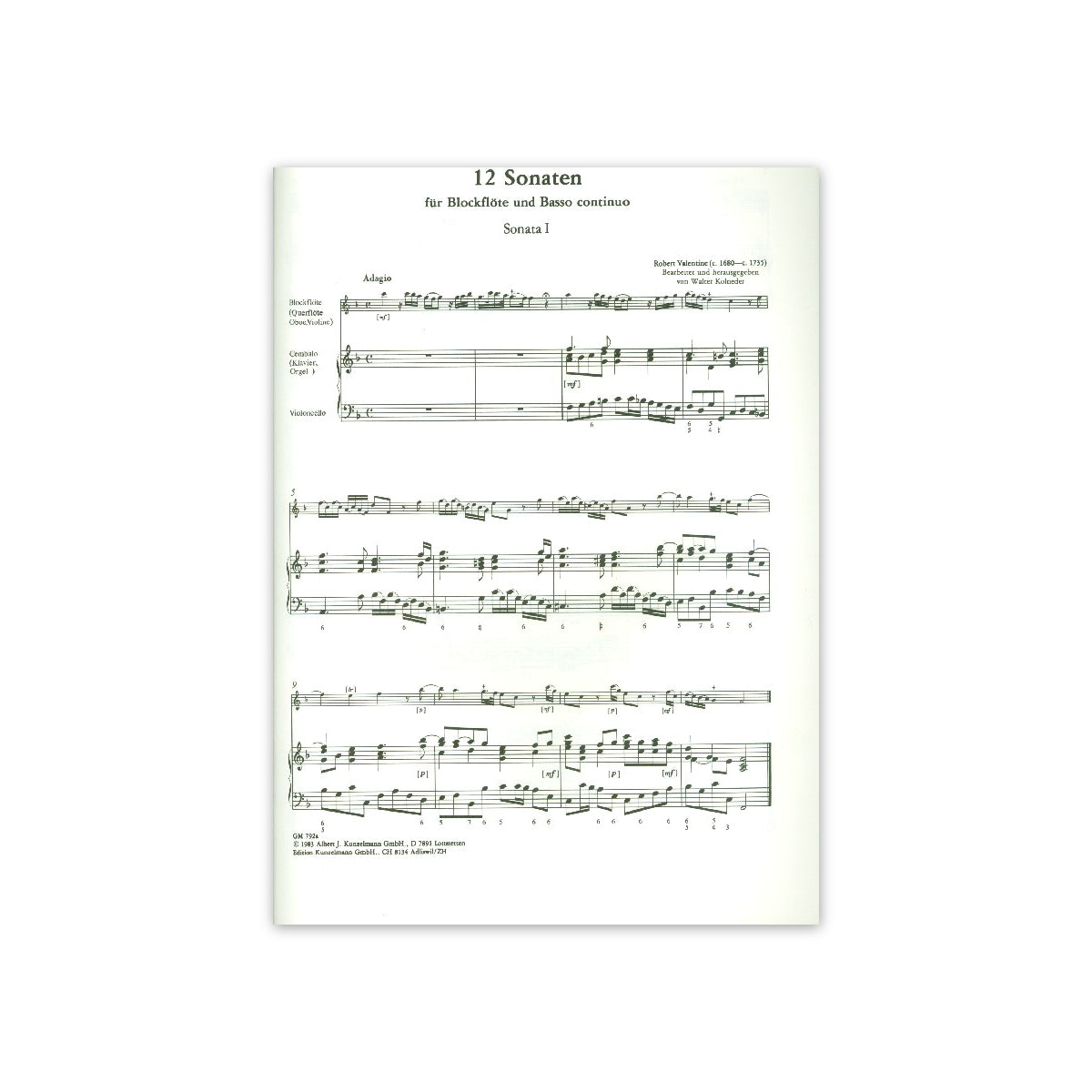 Valentine, 12 Sonaten Band 1 (Nr.1-4)