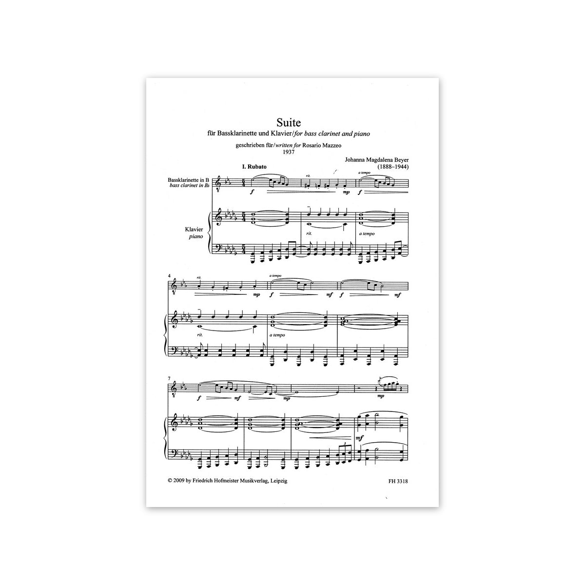 Beyer, Suite für Bassklarinette & Klav.