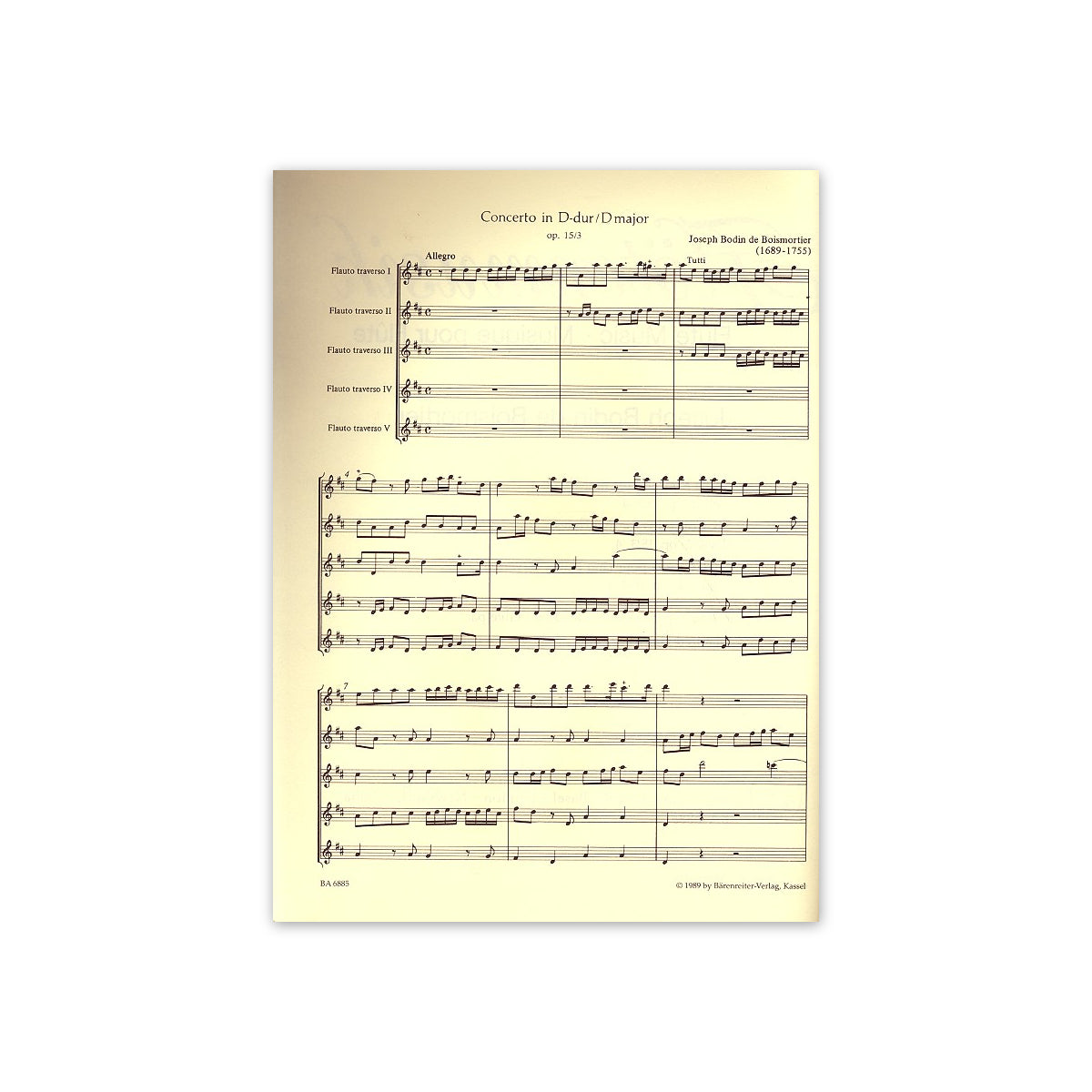 Boismortier, 6 Konzerte für 5 Fl.op.15 Heft 2