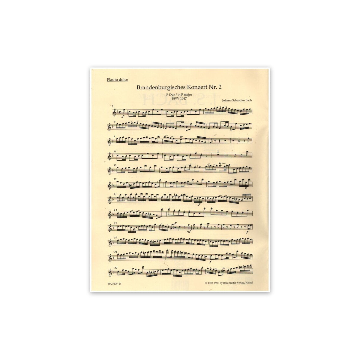 Bach, Brandenburg. Konzert Nr.2 - Blfl.stimme