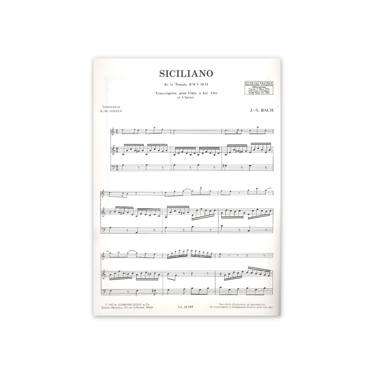 Bach, Siciliano BWV 1031 View 1