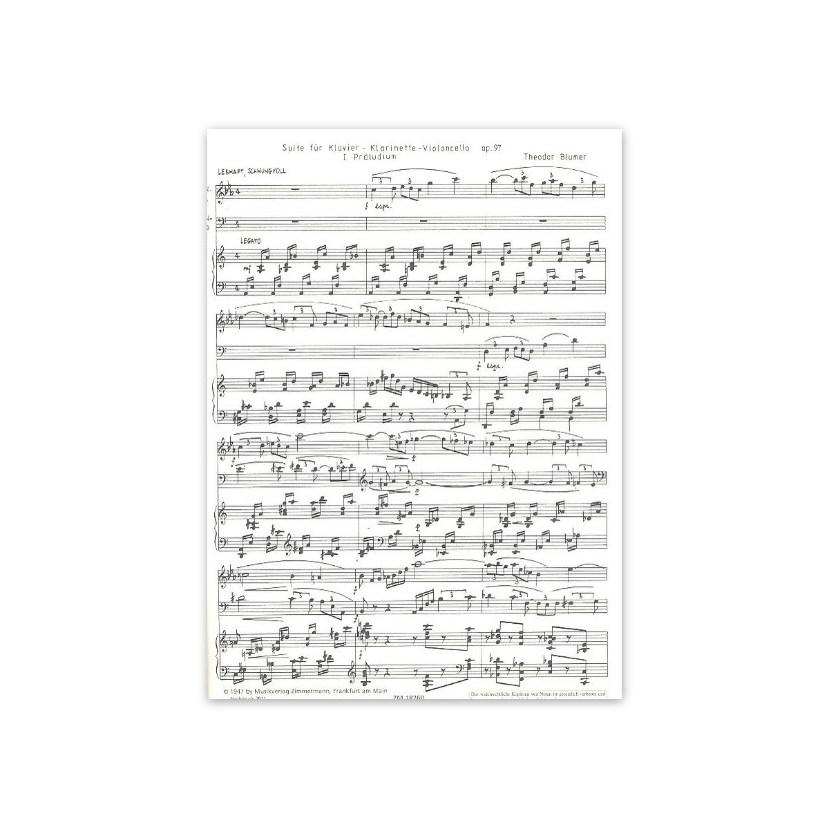 Blumer, Divertimento op. 97 - Klar.,Vc.,Klav.