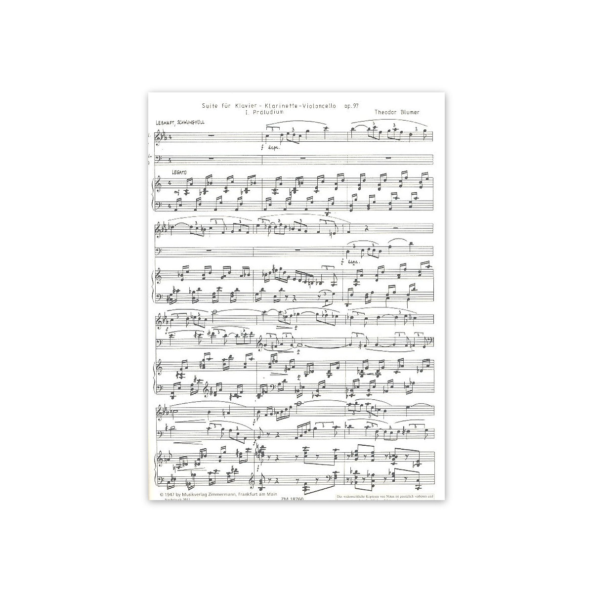 Blumer, Divertimento op. 97 - Klar.,Vc.,Klav.