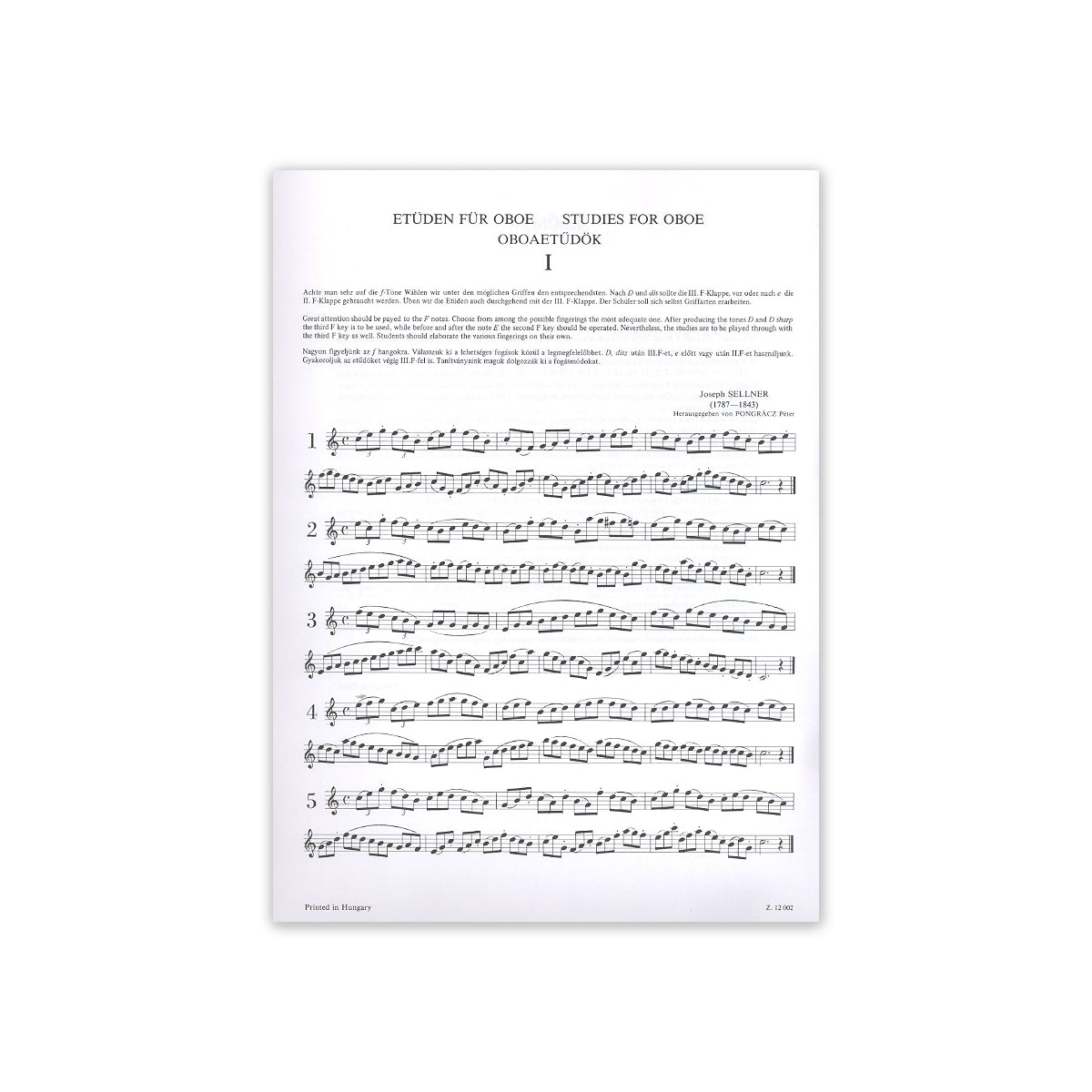 Sellner, Etüden für Oboe