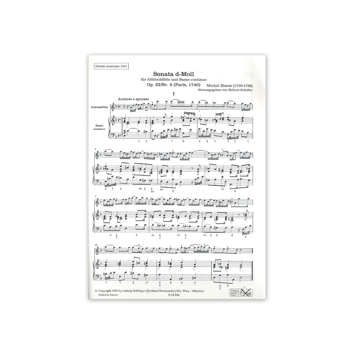 Blavet, Sonate d-moll op.3/2 View 1