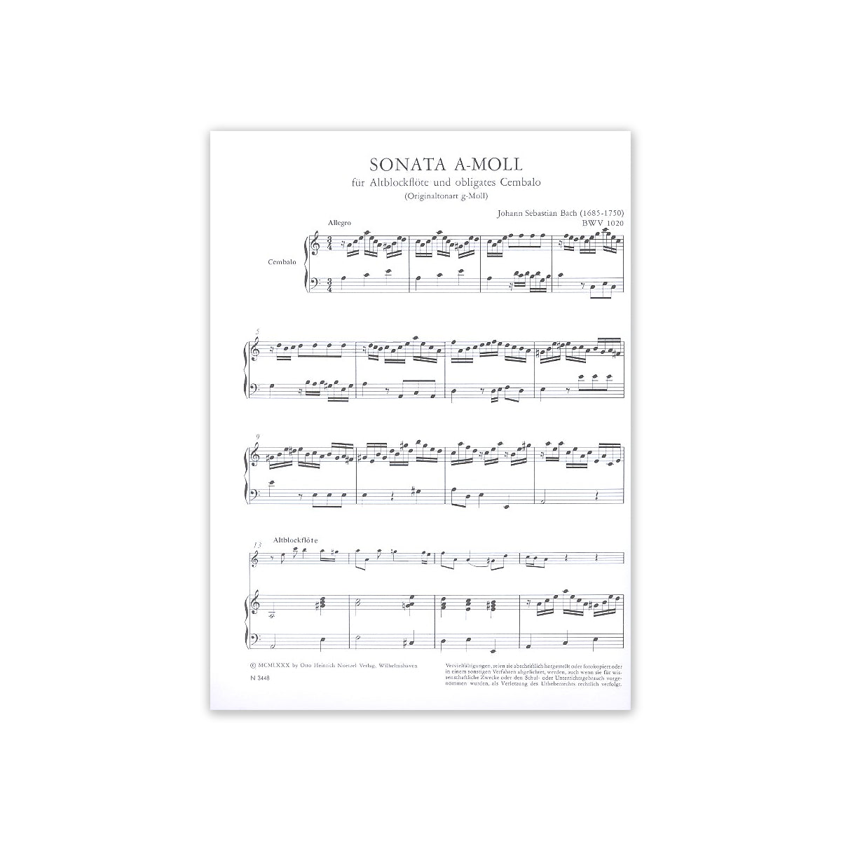 Bach, Sonate a-Moll BMV 1020