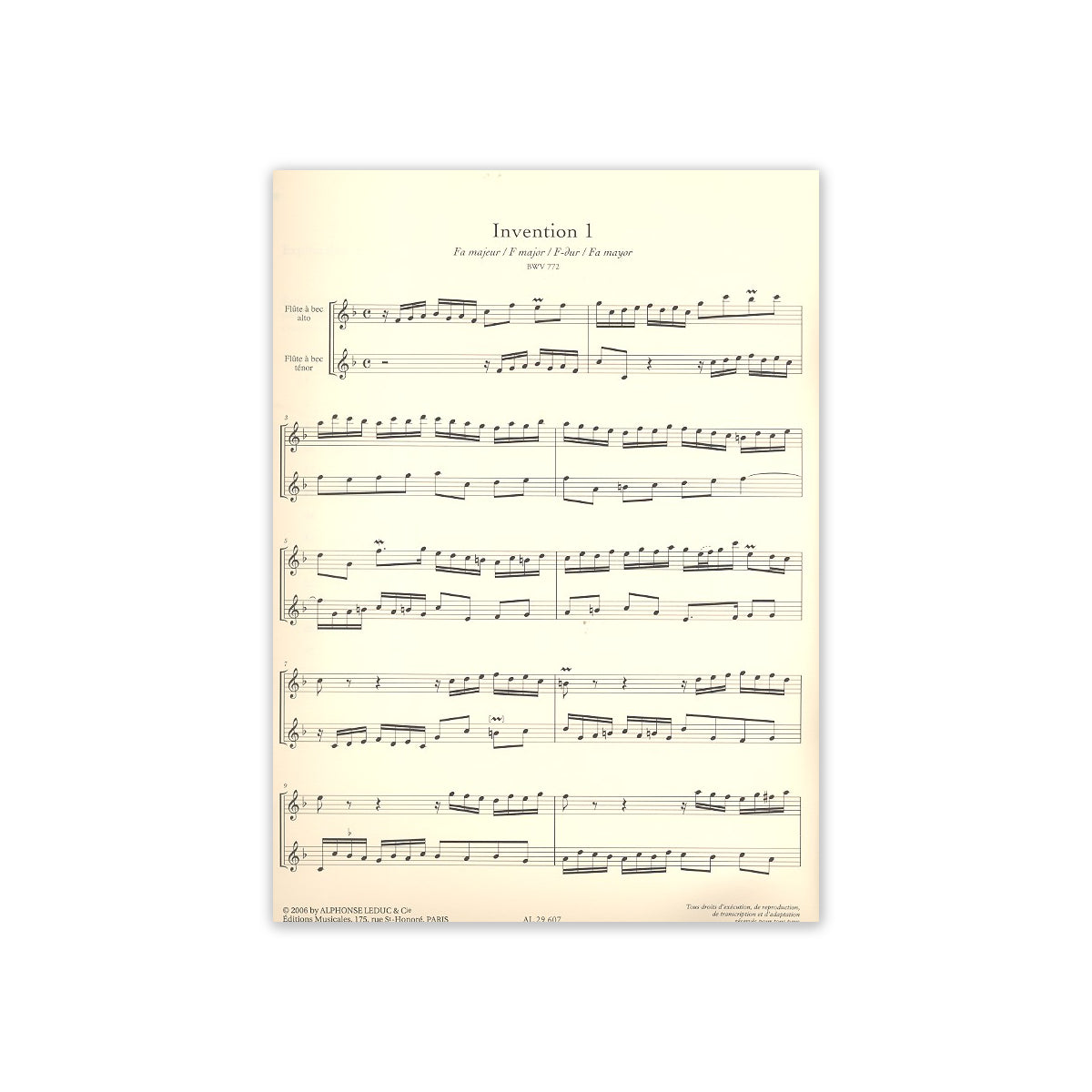 Bach, 15 inventions à deux - Alt & Tenorblfl. View 1