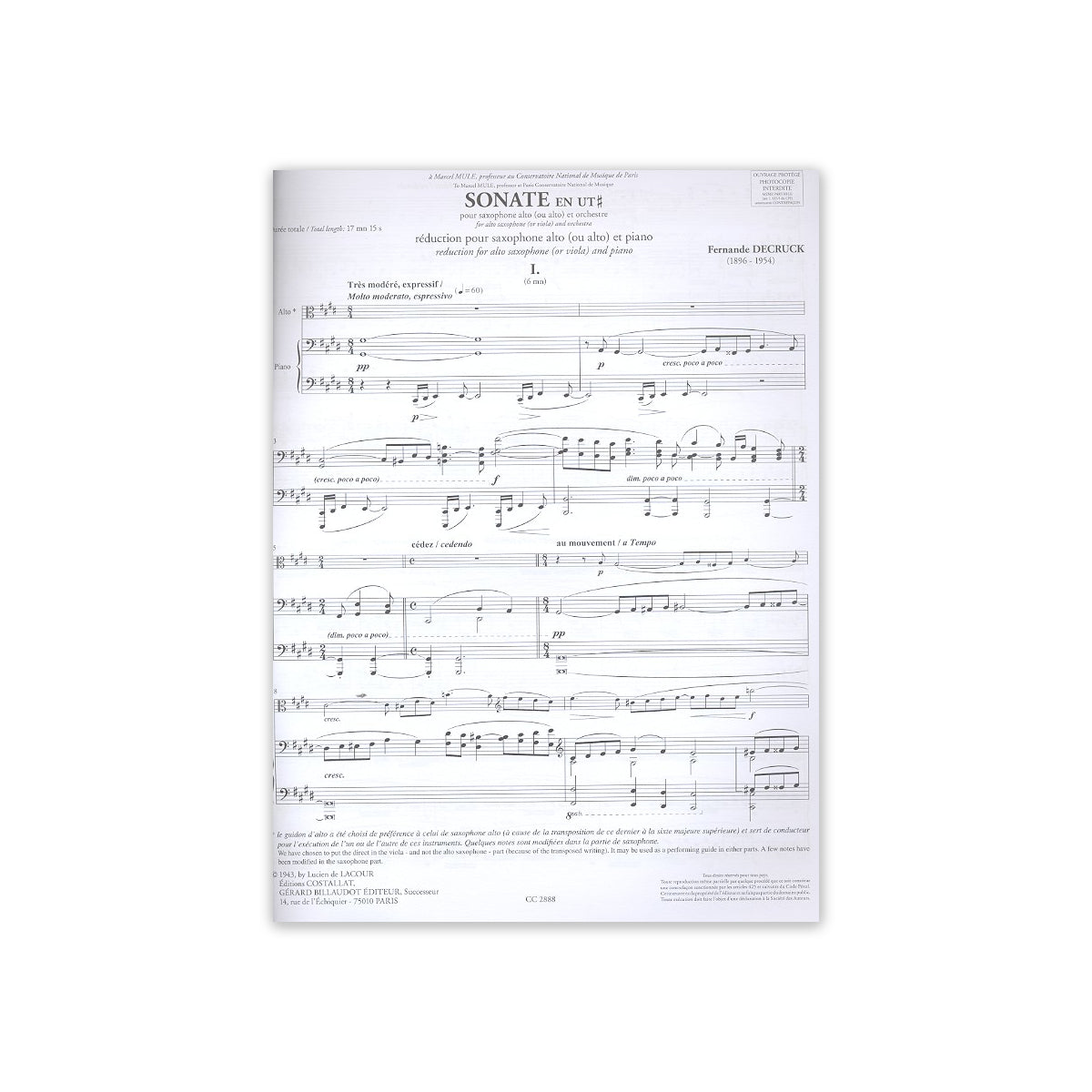 Decruck, Sonate en ut