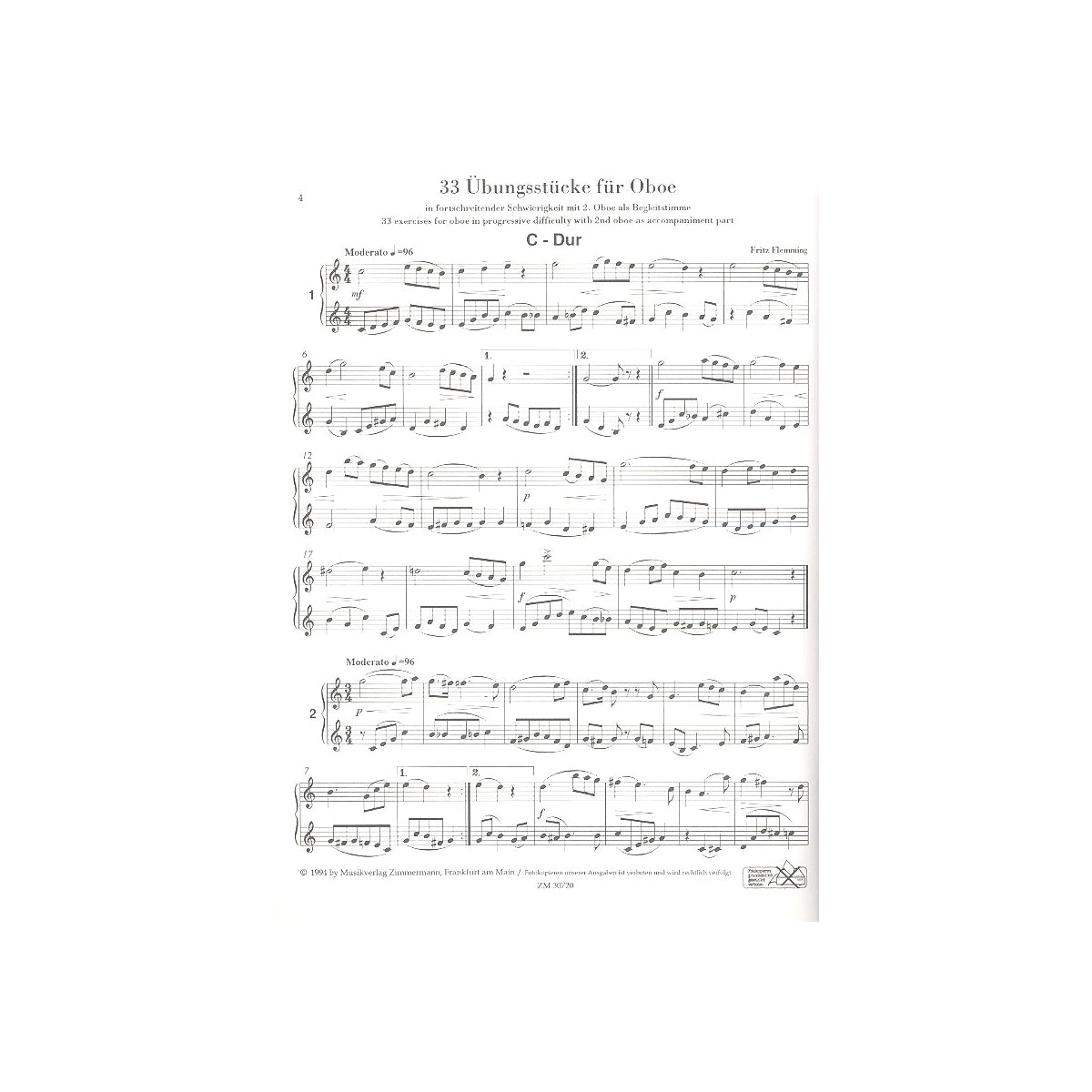 Flemming, 33 melodische Übungsstücke