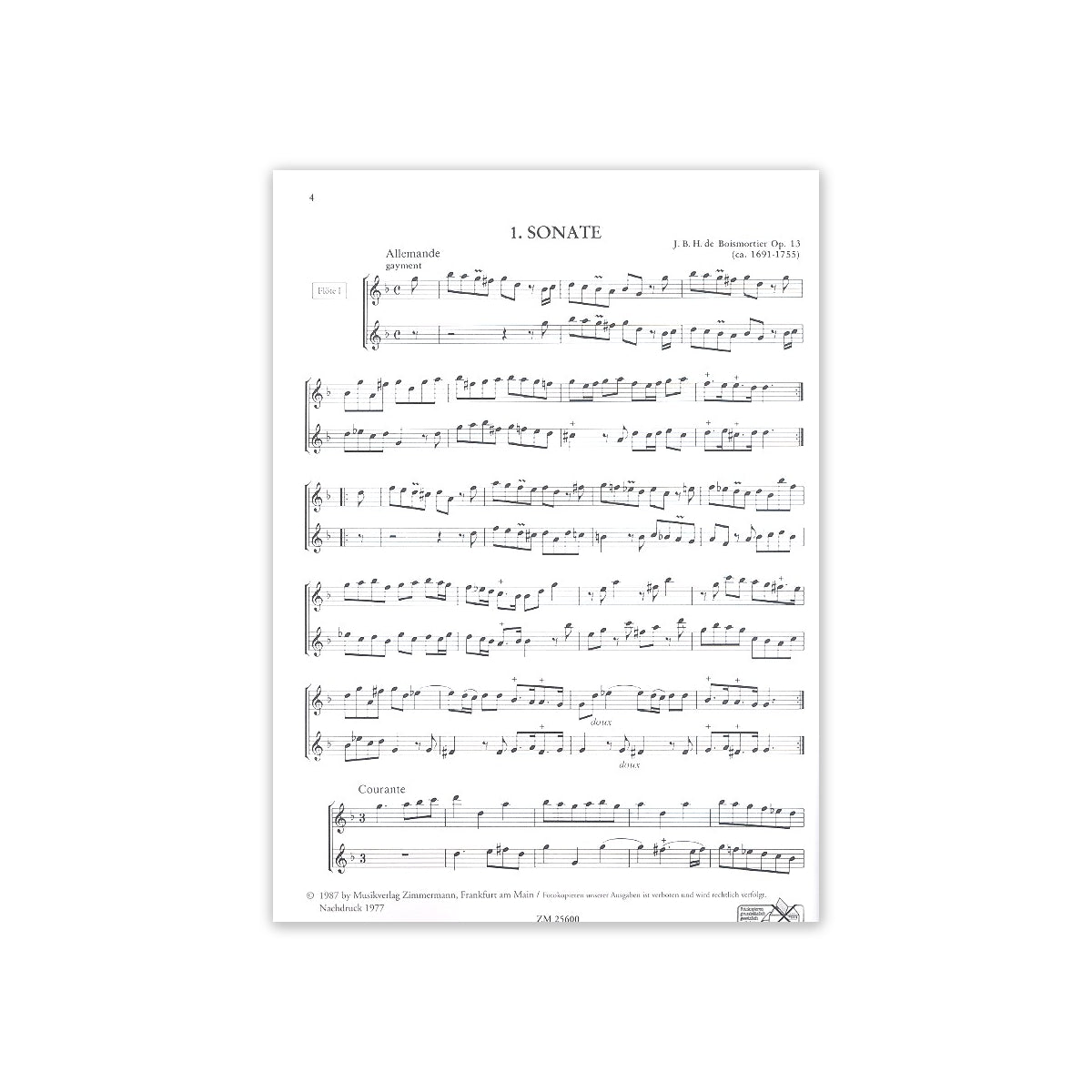 Boismortier, 12 kleine Sonaten op.13 View 1