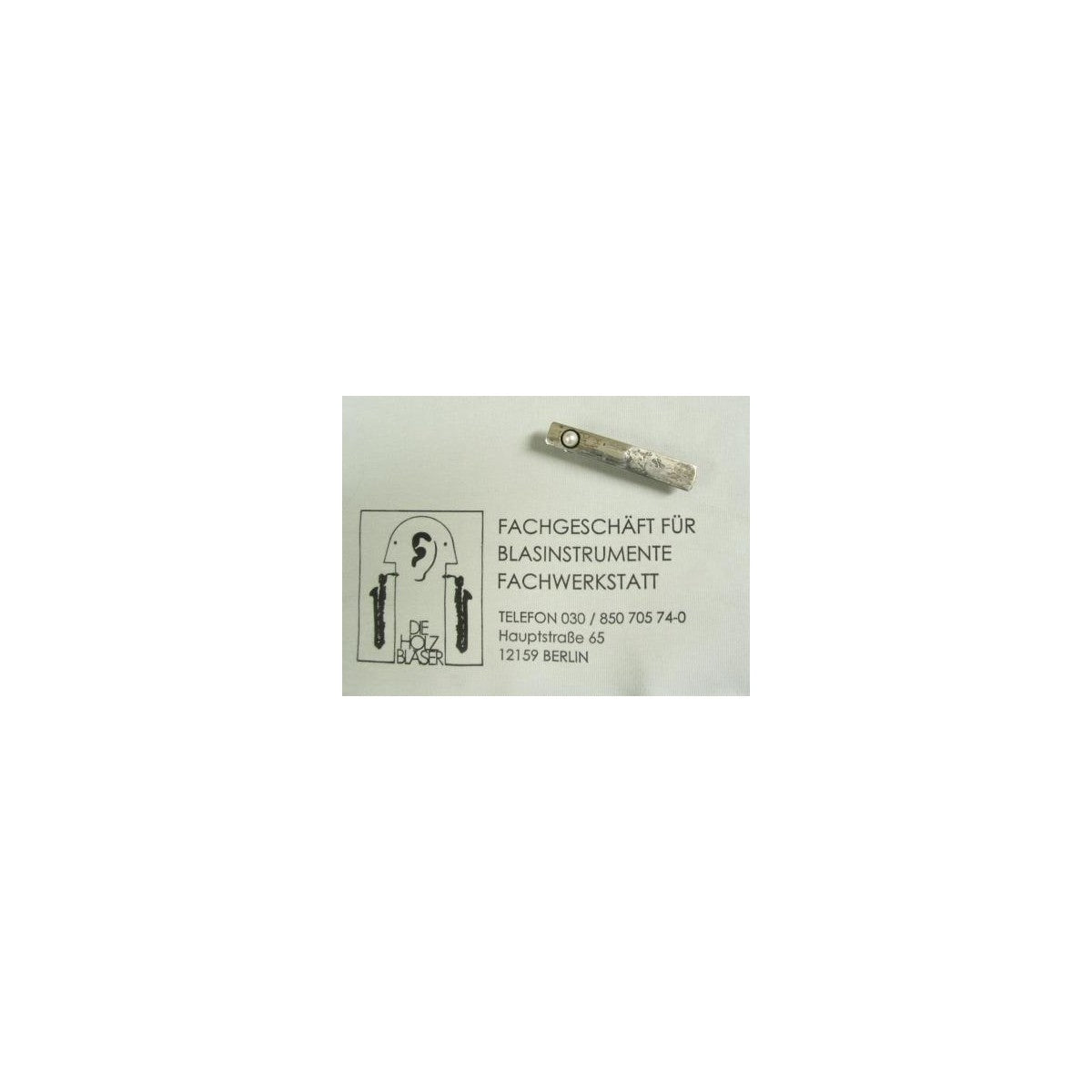 Brosche Klarinettenblatt mit Perle, silber View 1
