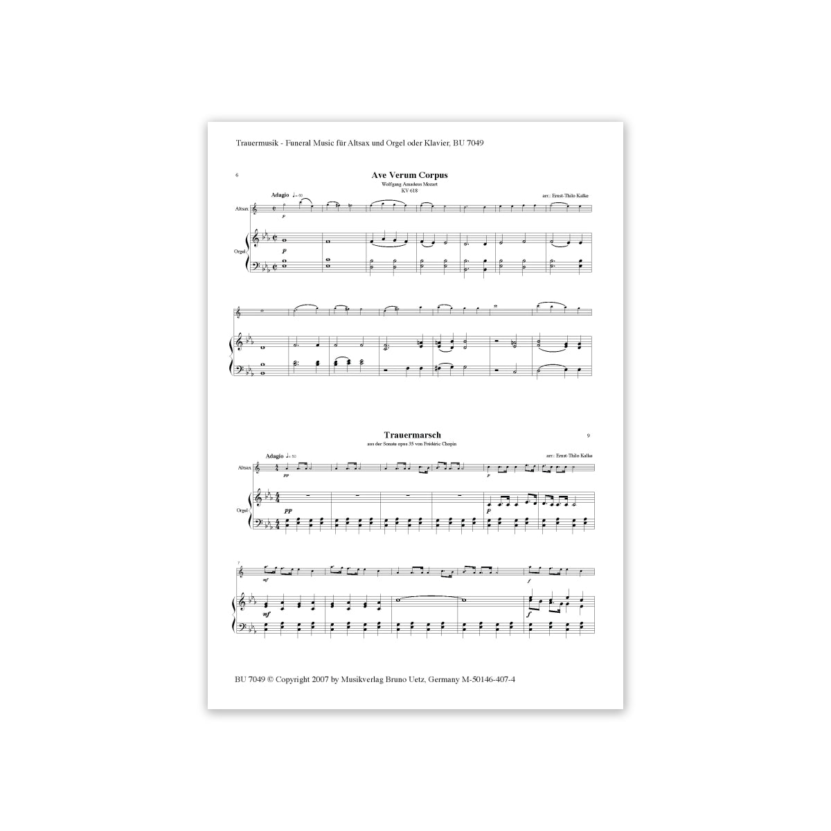 Trauermusik für Altsax & Orgel (oder Klavier)